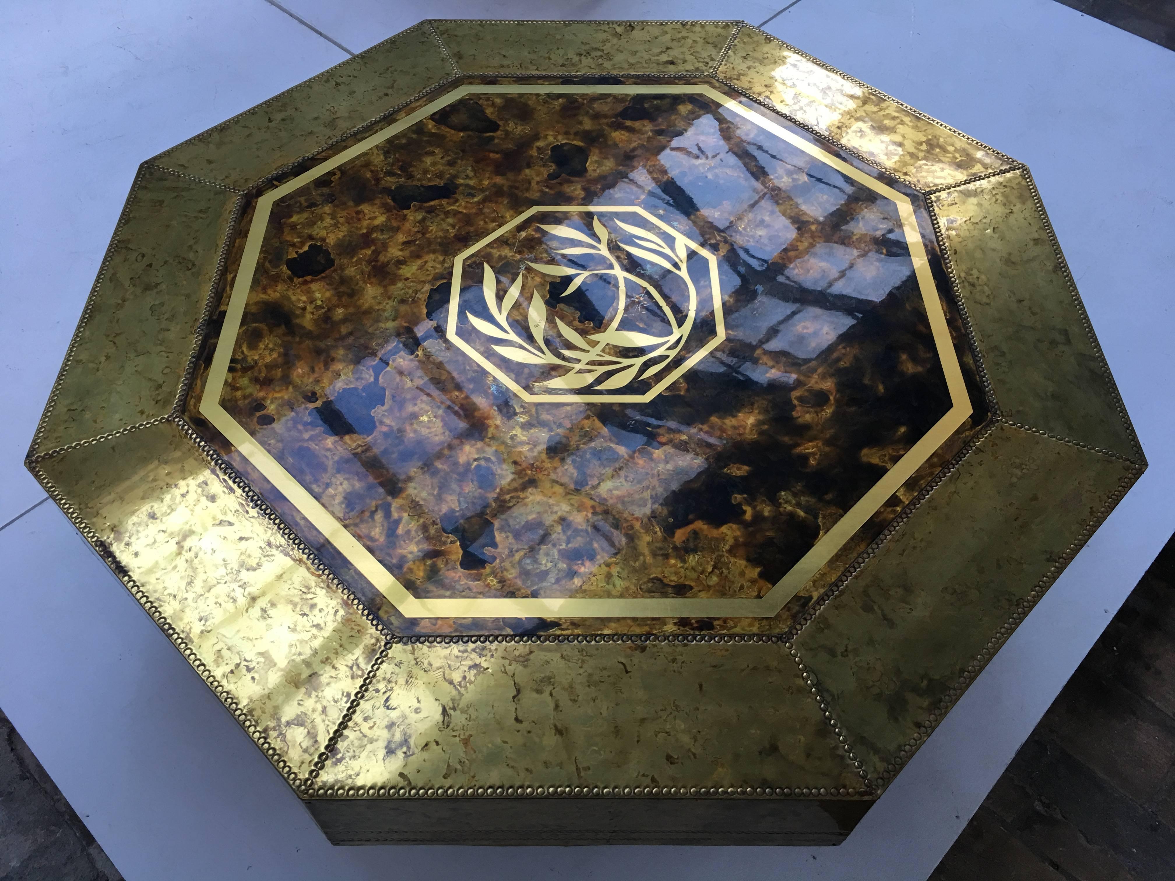 Stunning 1970s 'Mastercraft', Acid Etched Brass Table by Sculptor Bernhard Rohne For Sale 3