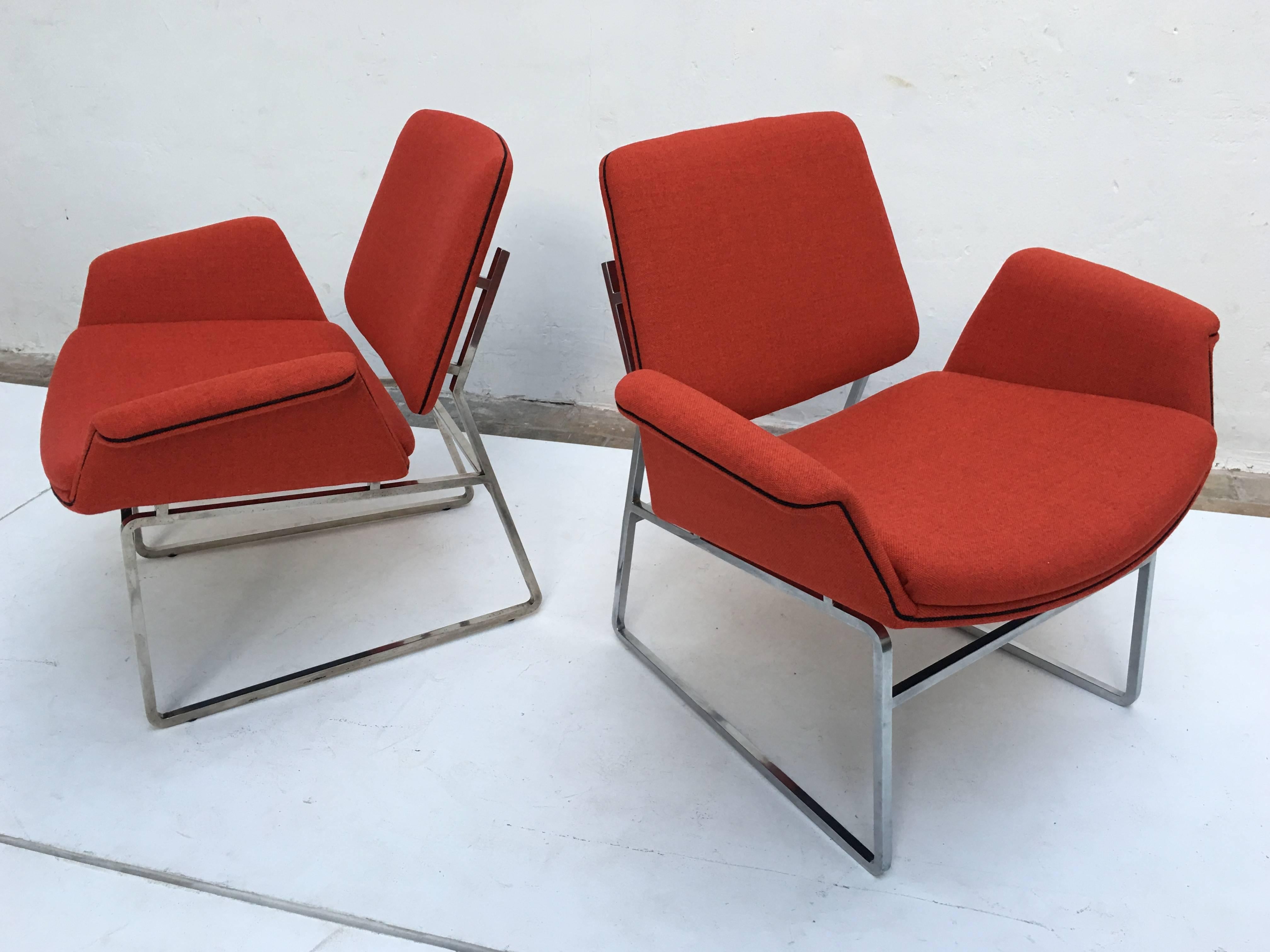 Mid-Century Modern Restored 'Double Shell' Lounge Chairs by Illum Wikkelsø for Arflex, Italy, 1960