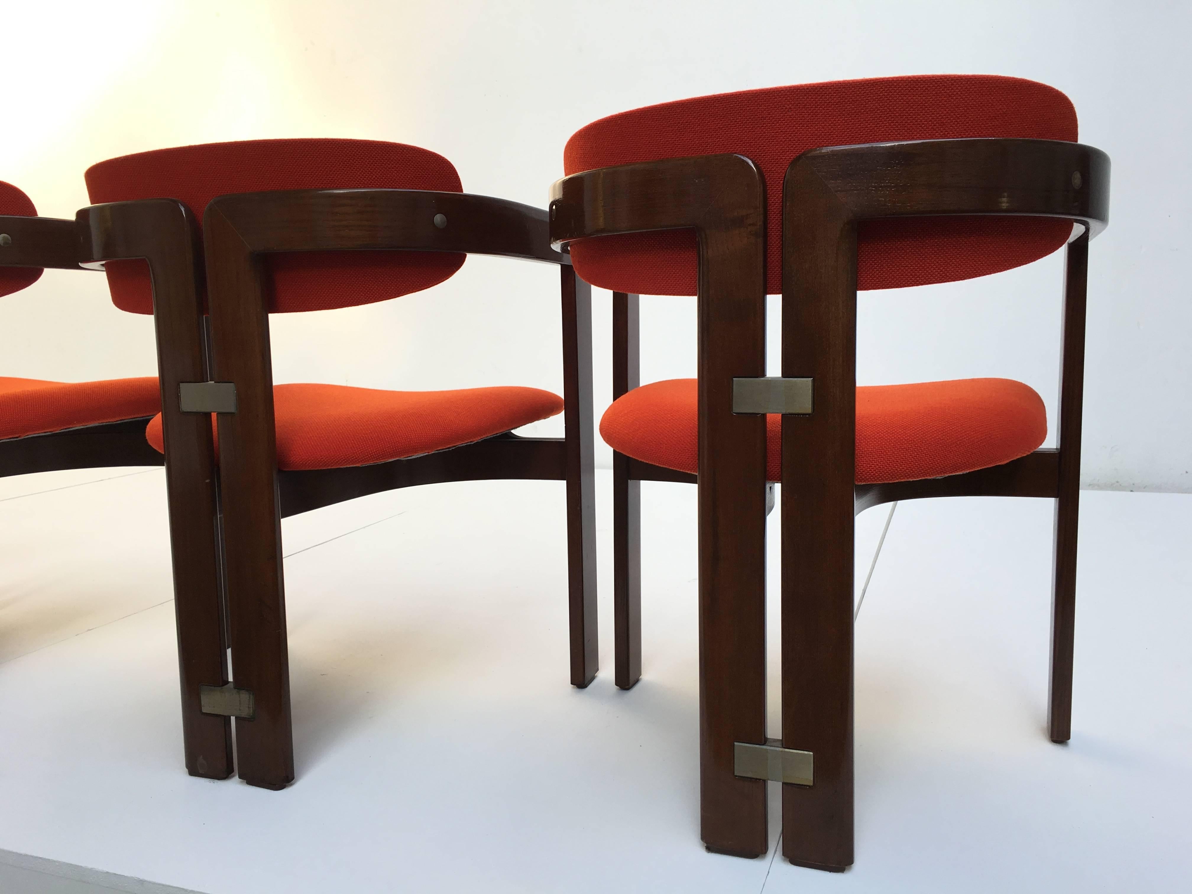 Beautiful Augusto Savini 'Pamplona' Chairs in Italian Walnut, Poggi, 1965 1