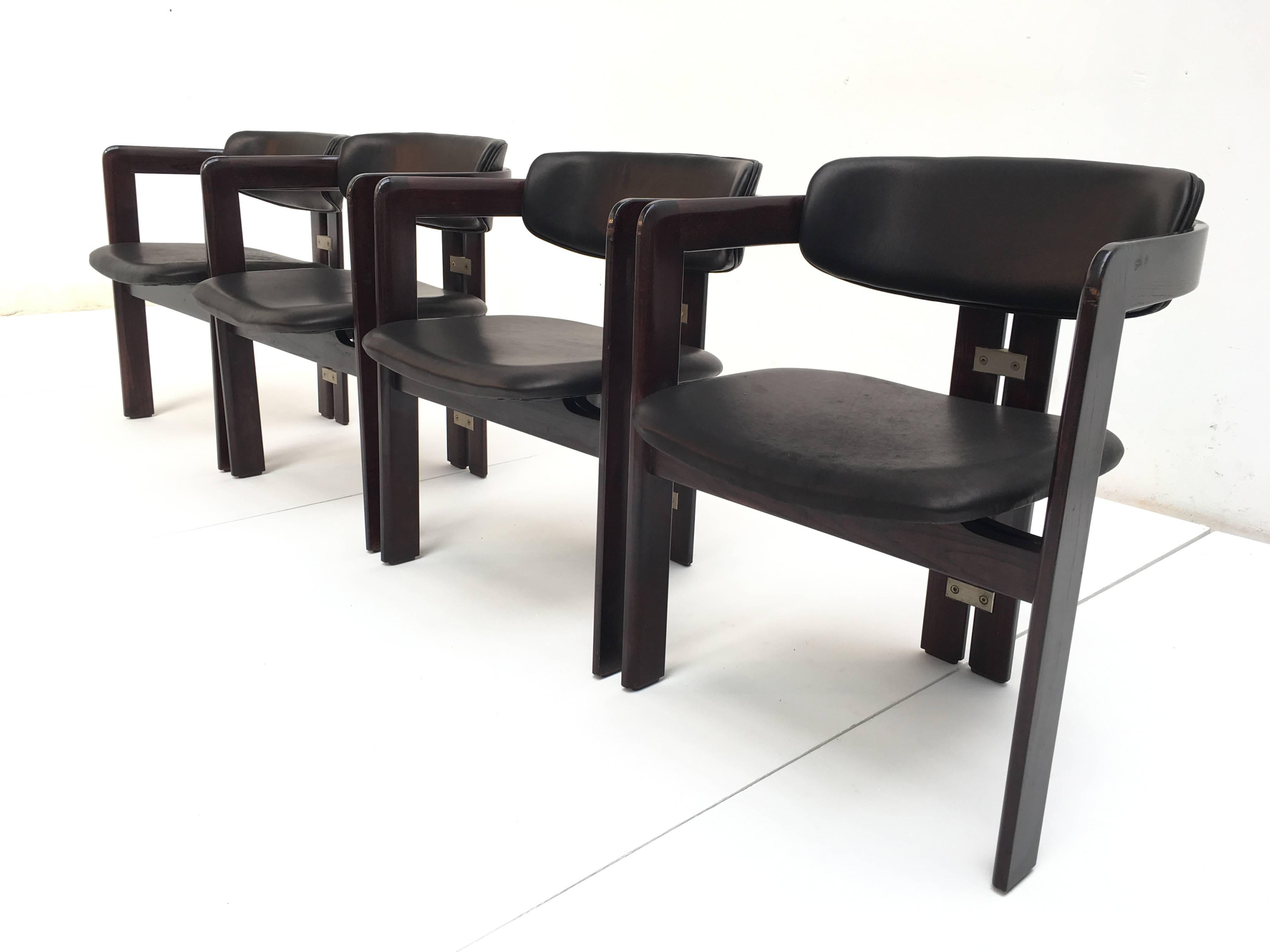 Stained Set of Eight Pamplona Dining Chairs by Augusto Savini for Pozzi, Italy, 1965