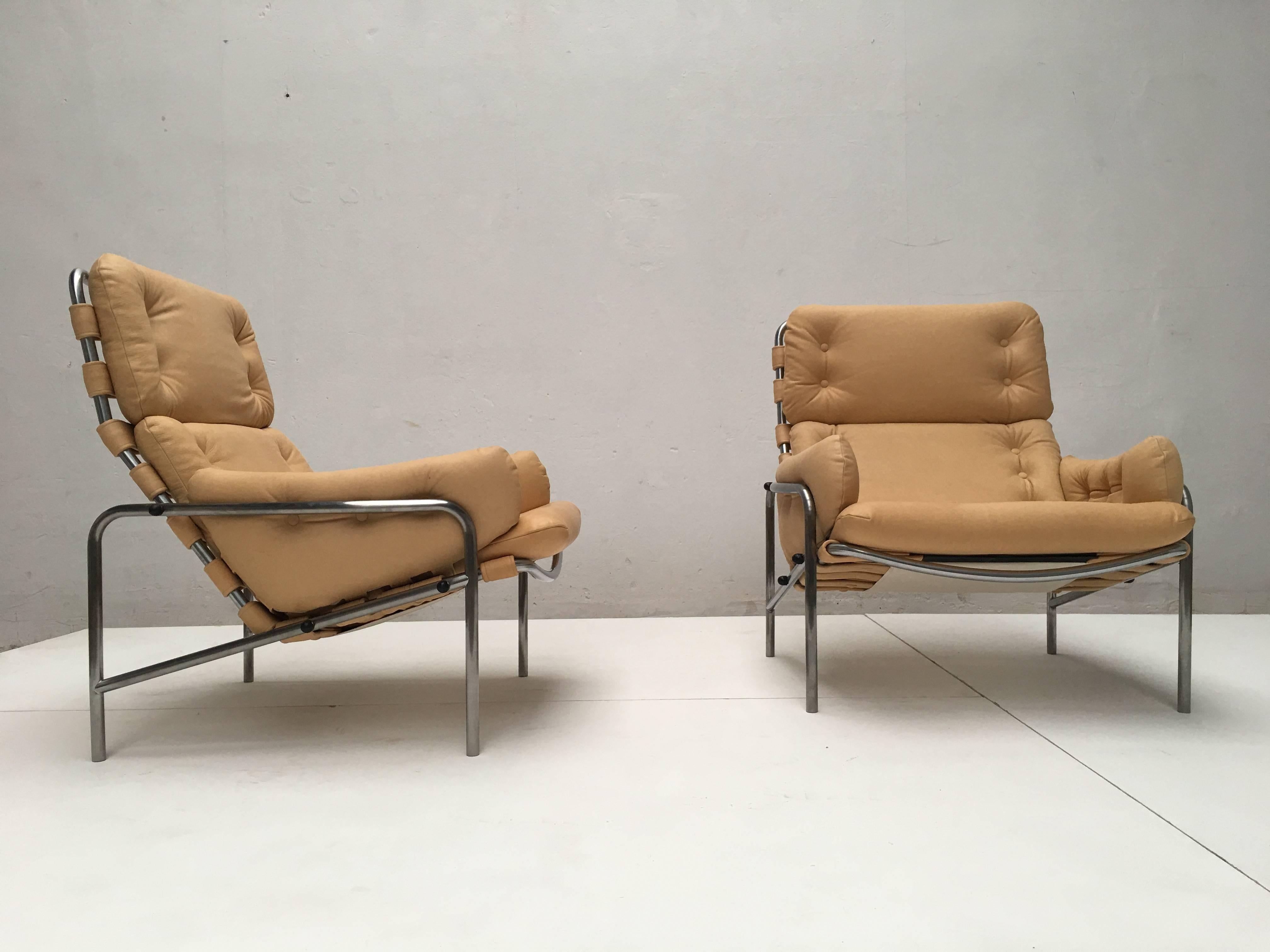 Mid-Century Modern Martin Visser Leather SZ09 Nagoya Easy Chairs World Expo 1970 Japan 't Spectrum