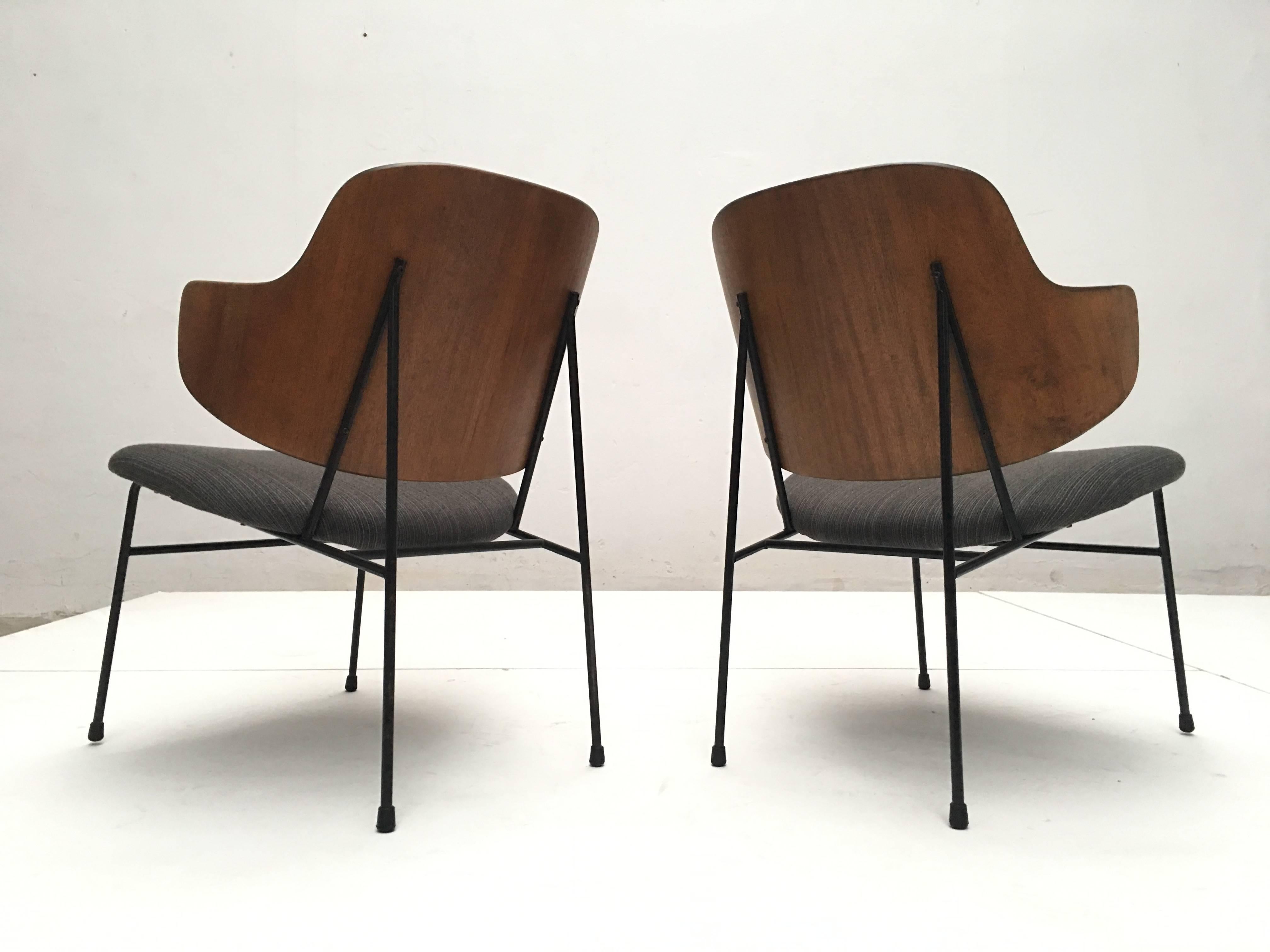 Mid-20th Century Pair of Ib Kofod-Larsen Penguin Chairs Christensen & Larsen, 1950s, Denmark