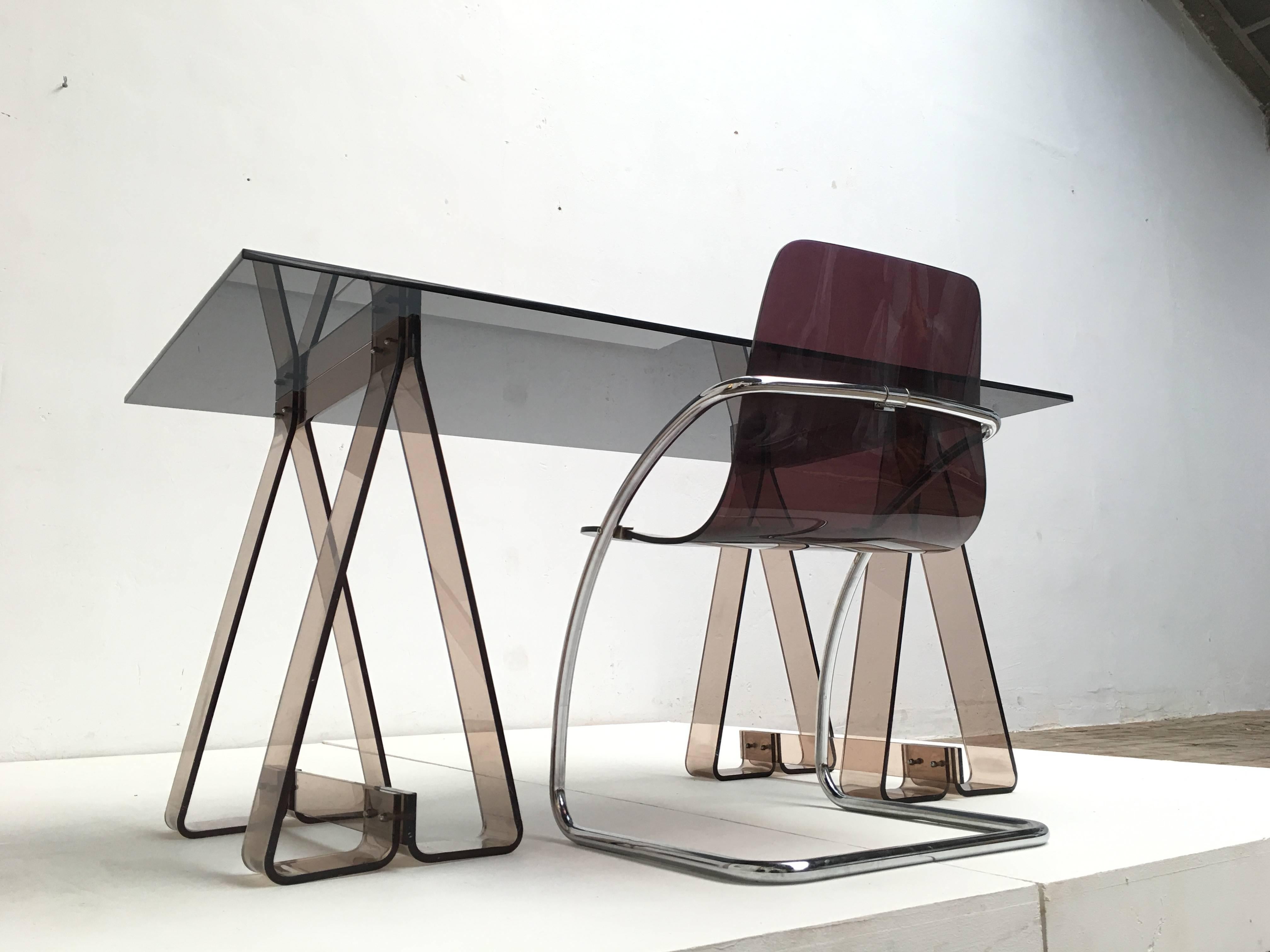 smoked glass desk