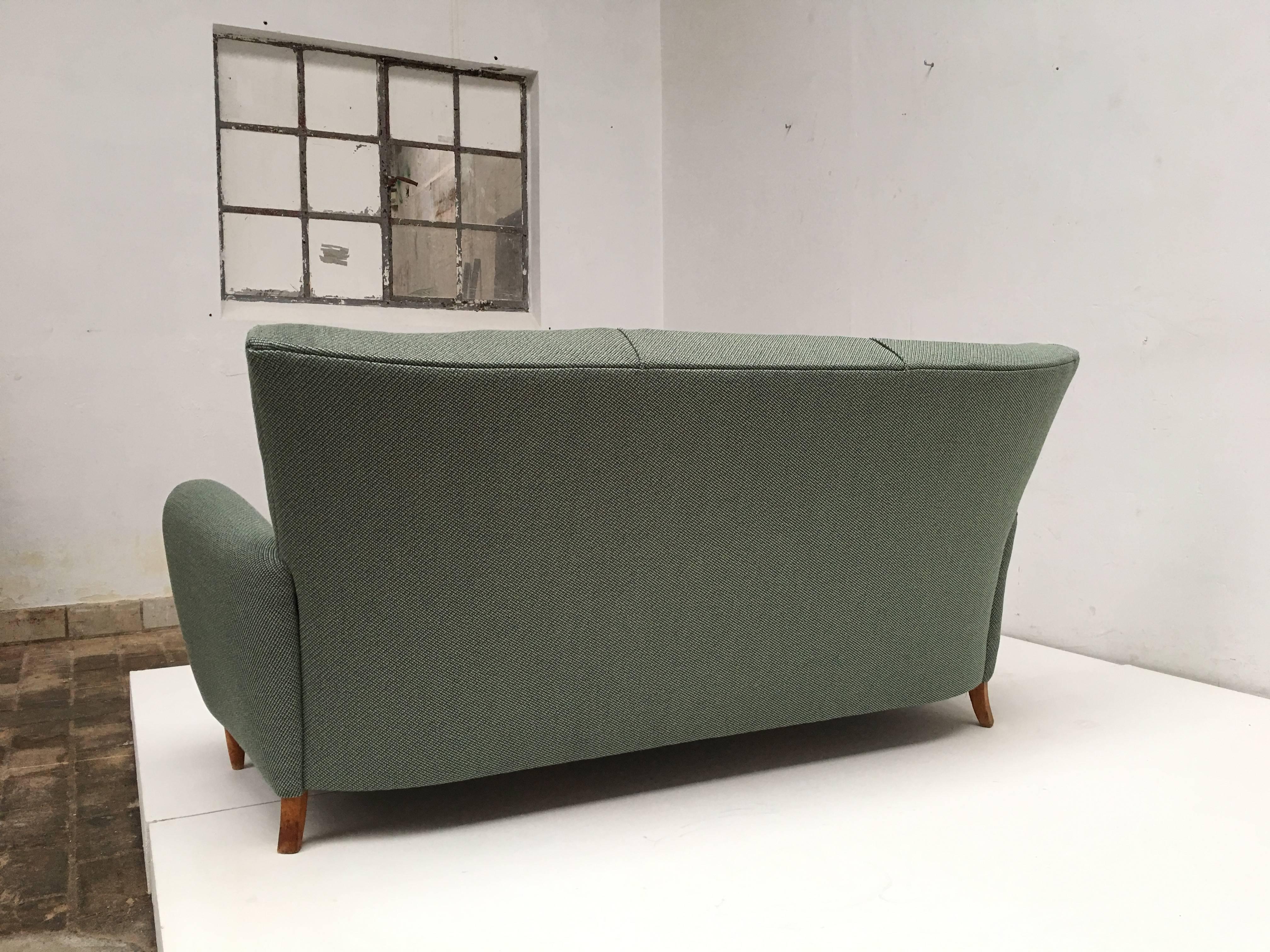 Mid-20th Century Rare Theo Ruth Three-Seat Sofa with New De Ploeg Upholstery, Artifort, 1955