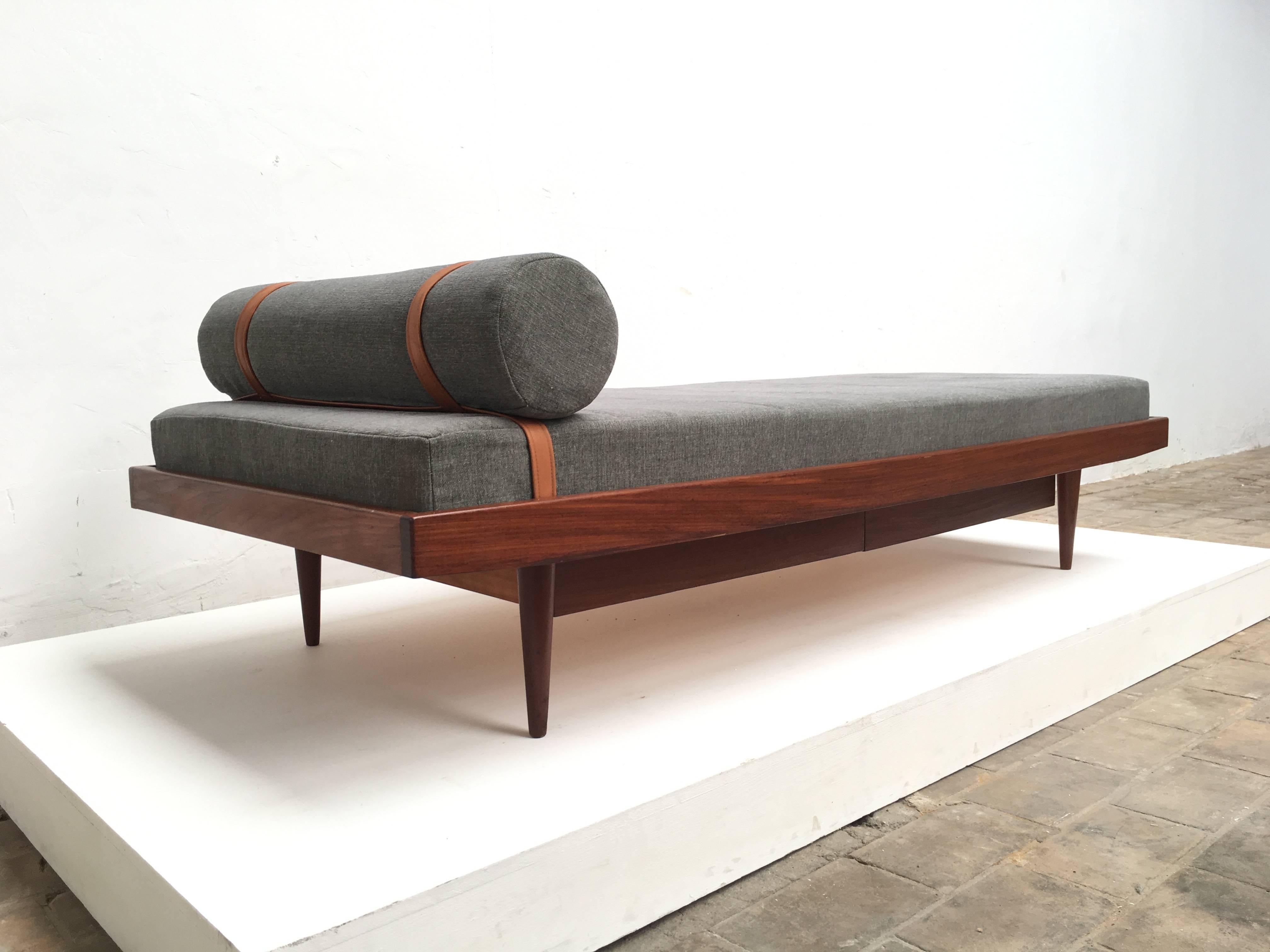 Mid-20th Century 1960s Teak Scandinavian Daybed and Storage with New De Ploeg Wool Upholstery