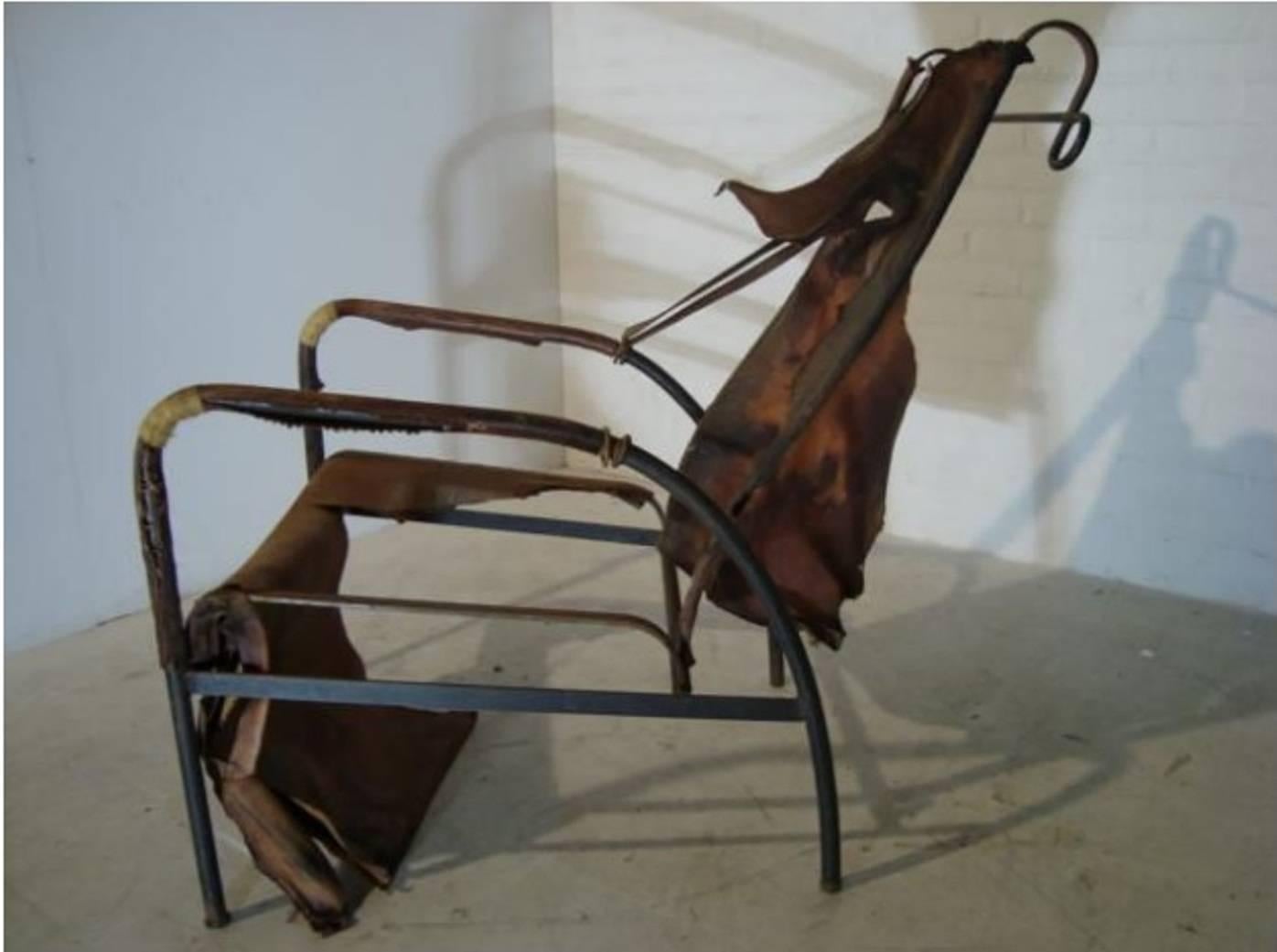 Jacques Adnet Lounge Chair Restored with Photos of Restoration Process, 1950 1