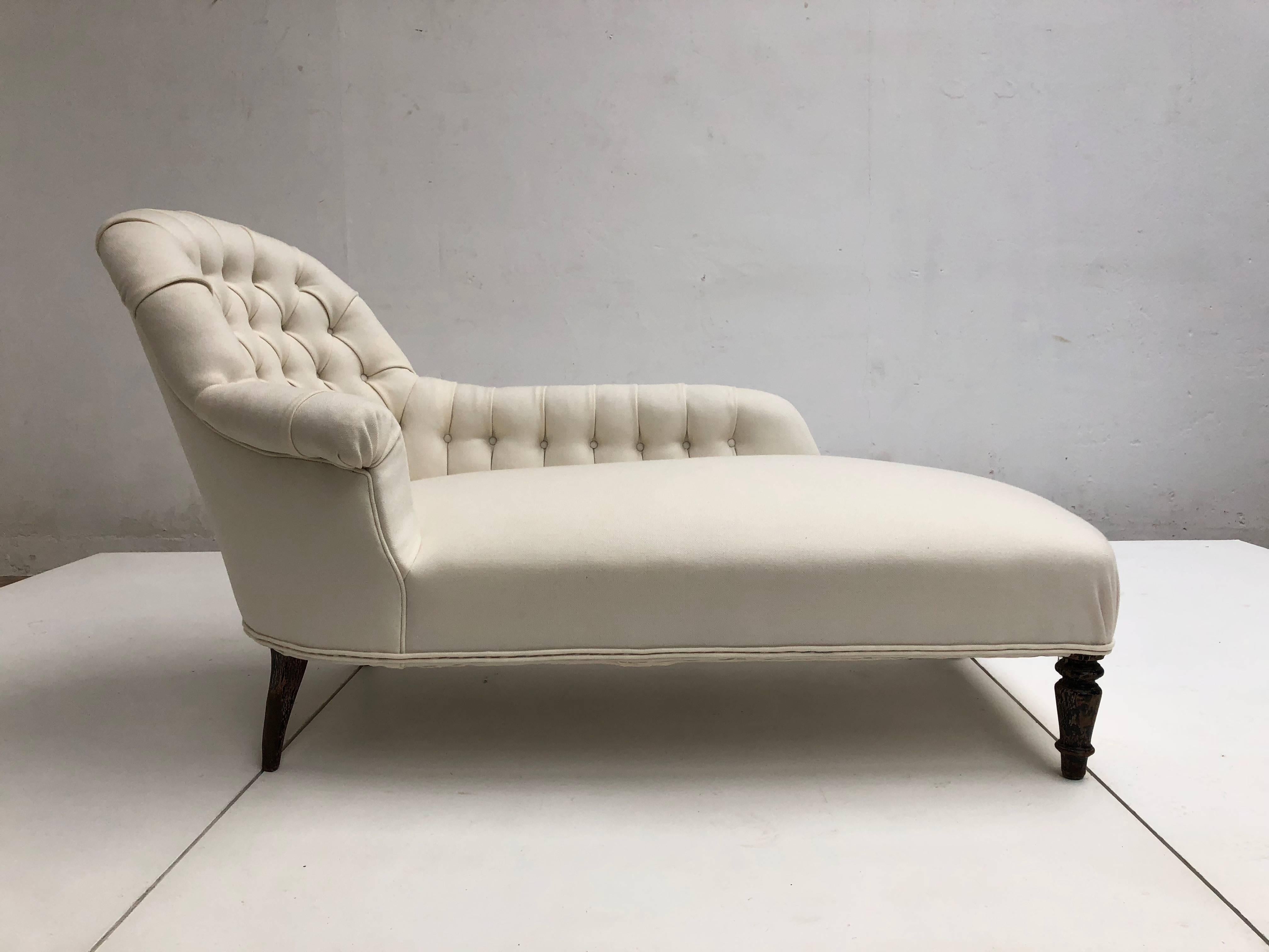 French Méridienne / Chaise Longue circa 1850 Re-Upholstered in De Ploeg Wool 1