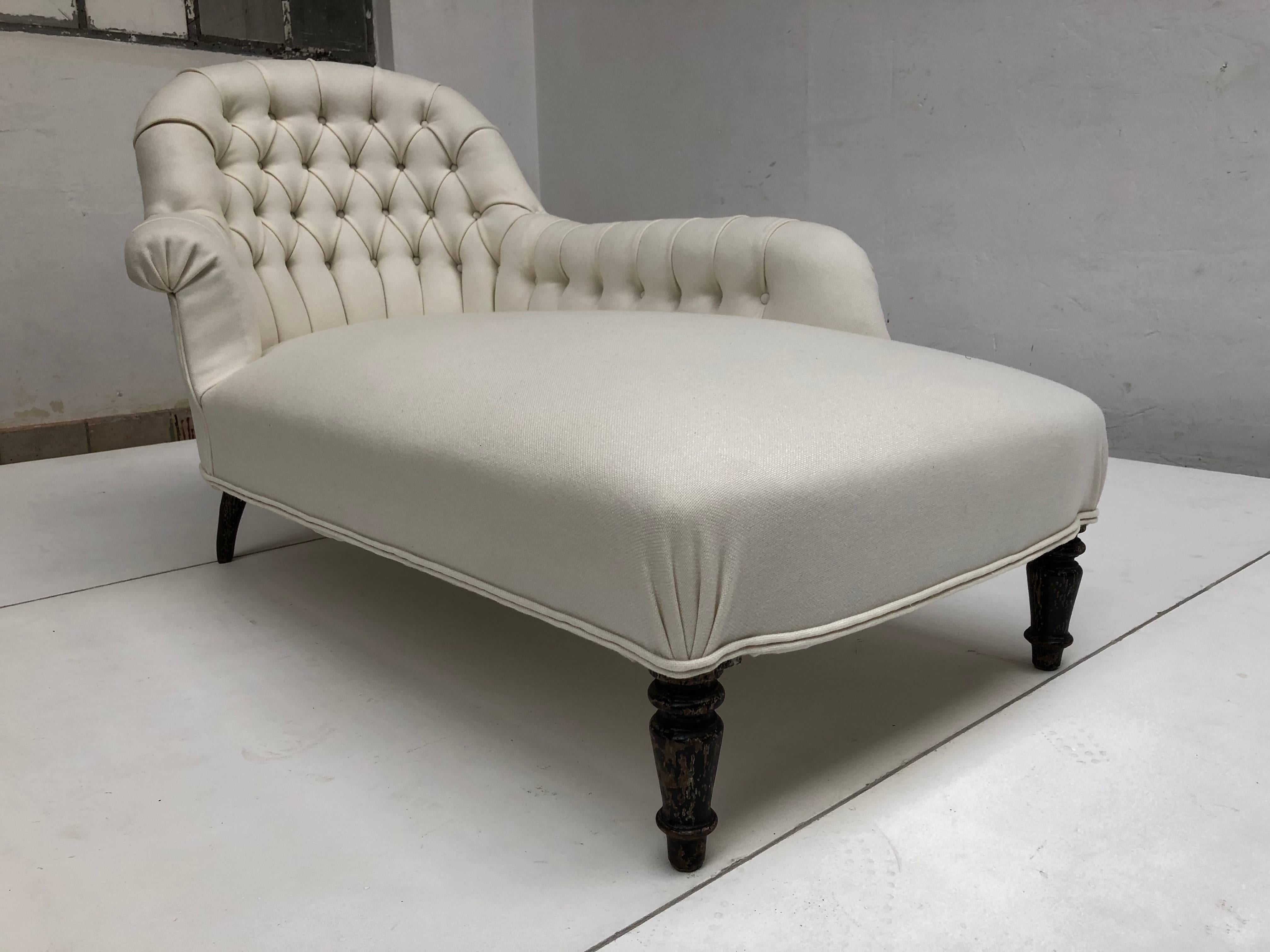 French Méridienne / Chaise Longue circa 1850 Re-Upholstered in De Ploeg Wool 2