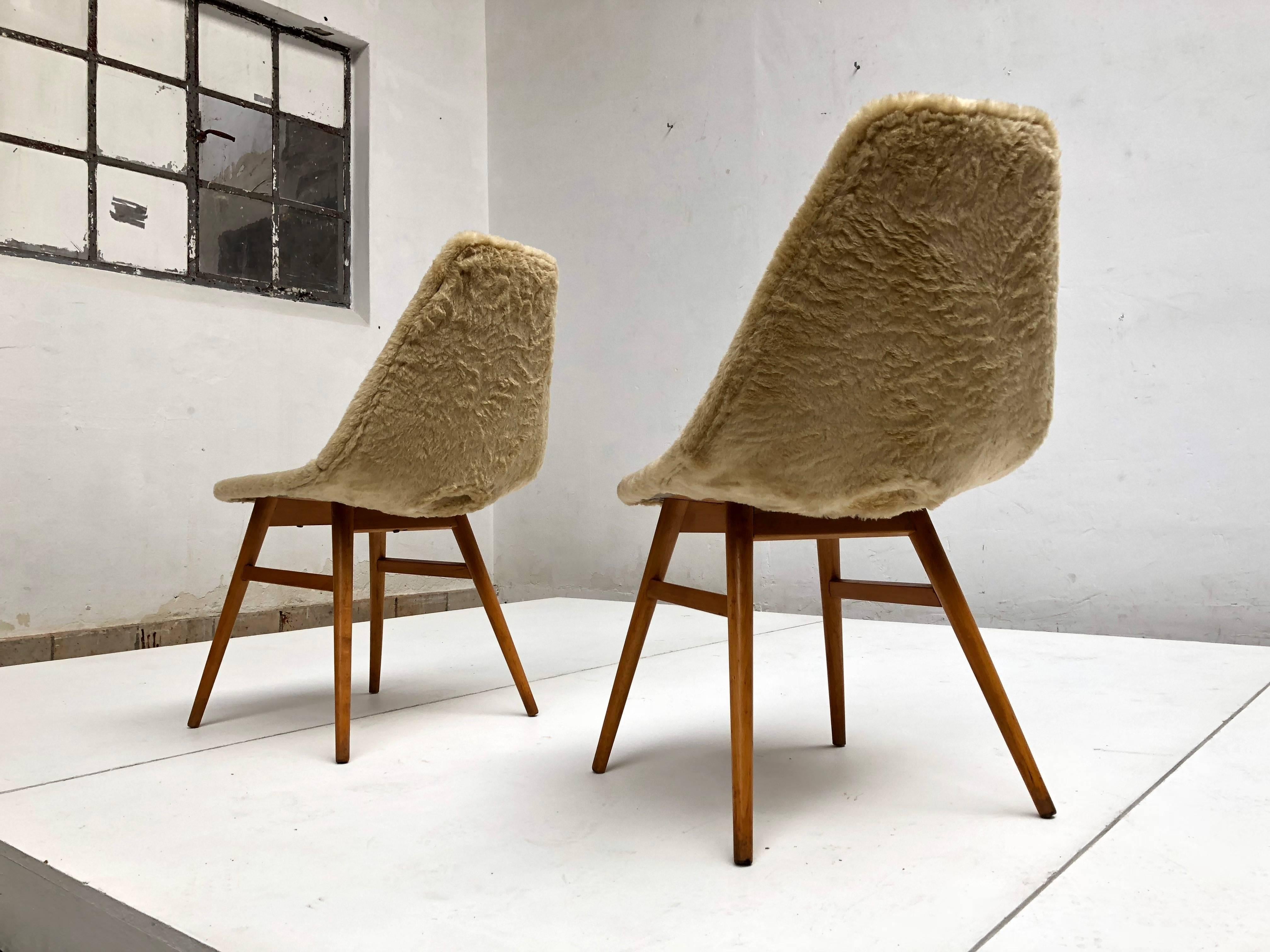 Mid-Century Modern Pair of Side Chairs by Judit Burian & Erika Szek Hungary, circa 1959 For Sale