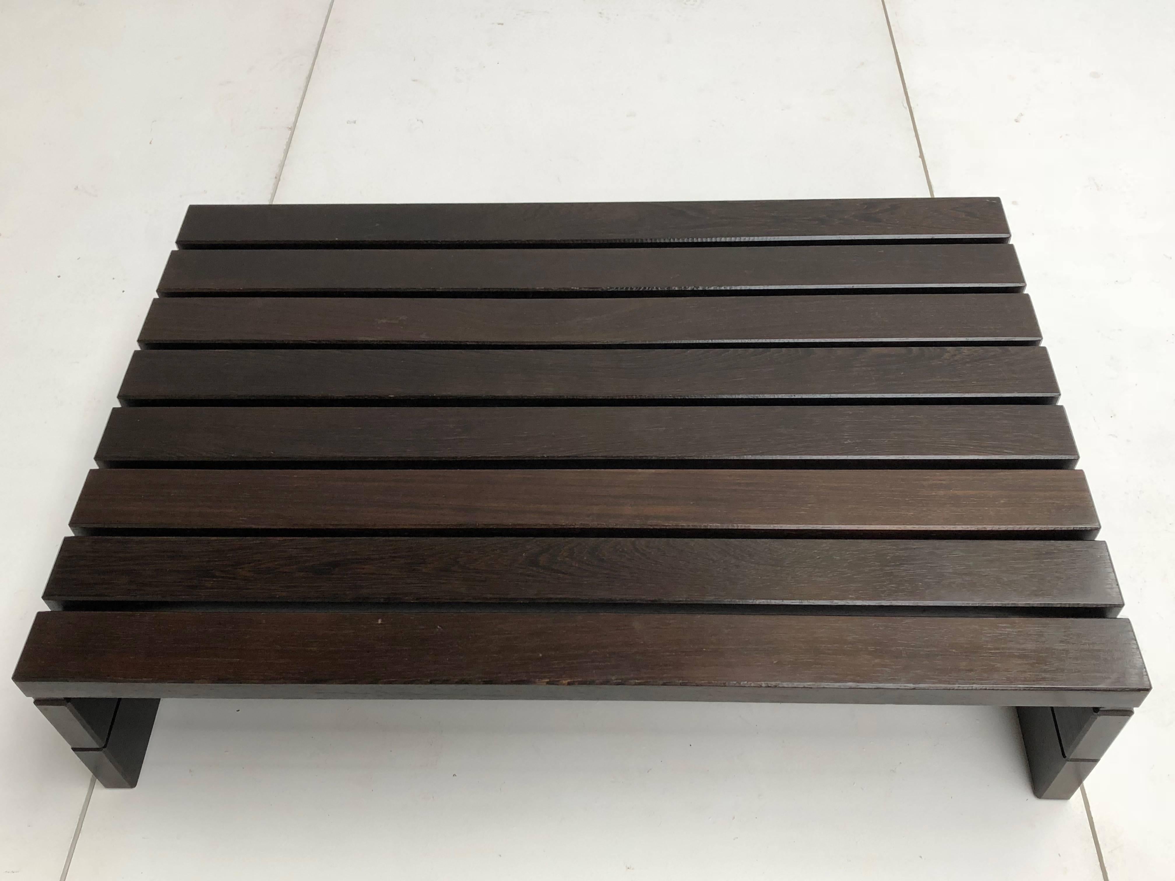 1960s Solid Wengewood Midcentury Coffee Table or Bench the Netherlands 4