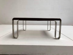 Italian, 1970s Sculptural Coffee or Side Table Nickel-Plated Steel, Wood & Glass