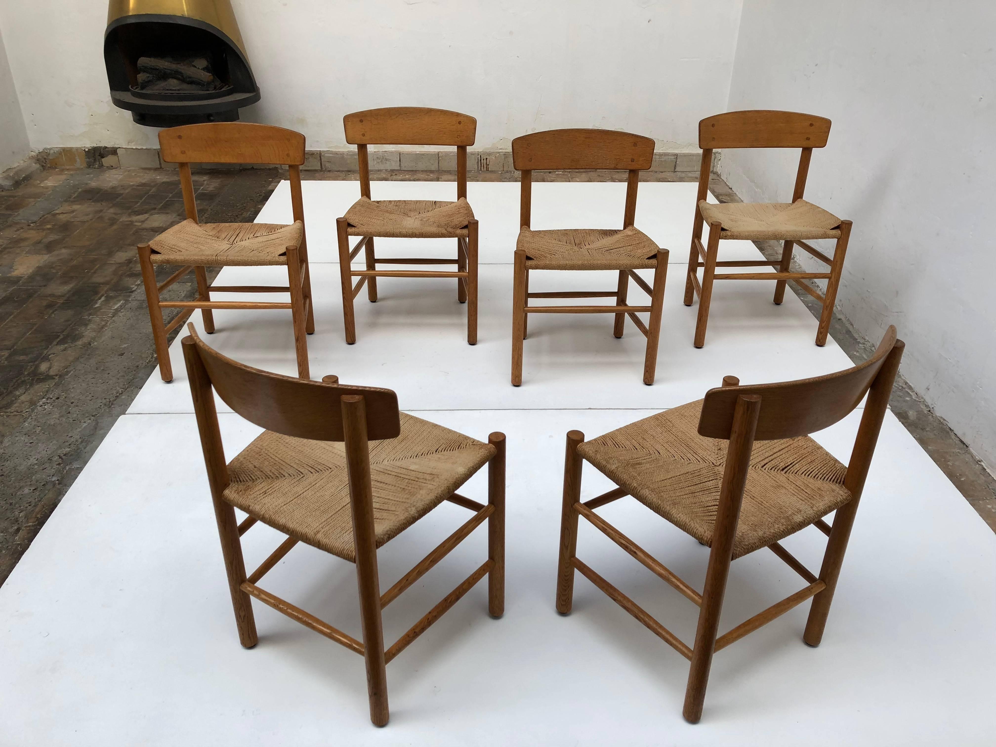 A set of six dining chairs designed by Børge Mogensen for Fredericia

This enduring design is Mogensen's most popular and has been produced since its inception in 1947.
Originally designed for the Danish co-operative FDB while Mogensen was the