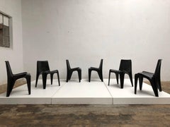 Six Black Space Age BA 1171 Chairs by Helmut Bätzner for Bofinger, Germany, 1964
