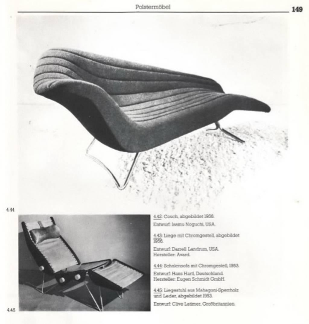 Beautifully restored Hans Hartl, chaise longue “Soloform 5008,” Eugen Schmidt, Darmstadt, Germany, 1953.

Very rare and beautiful Avant Garde freeform chaise longue produced in very few numbers. This is one of the few post WWII designs produced by
