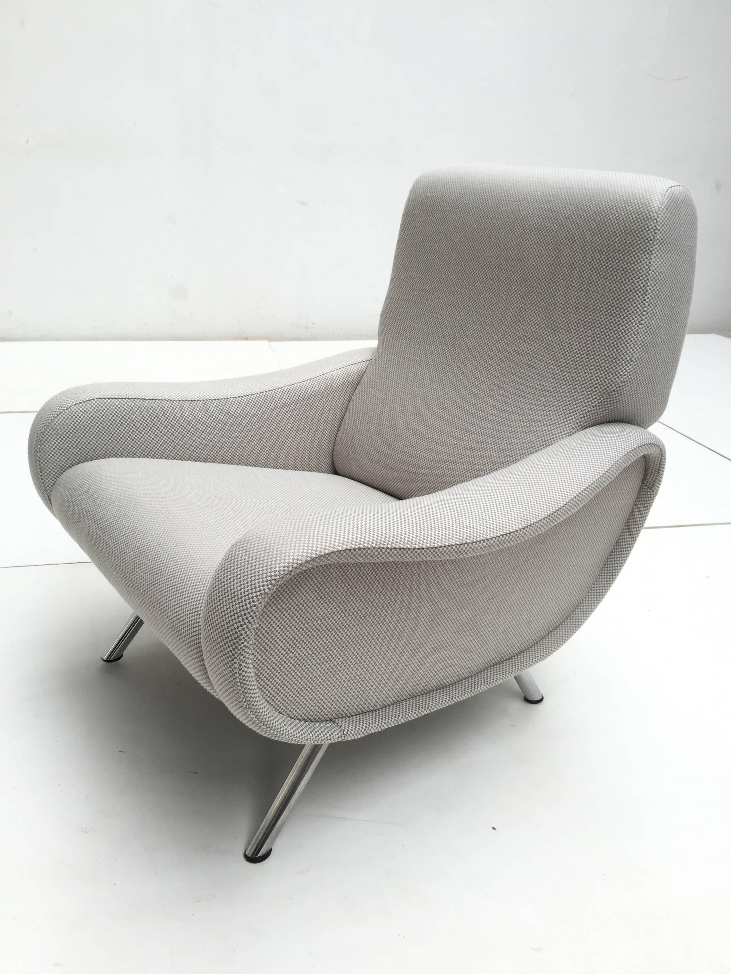 Rubber Restored Silver Op-Art Lady Chair by Marco Zanuso for Arflex, Italy, 1951