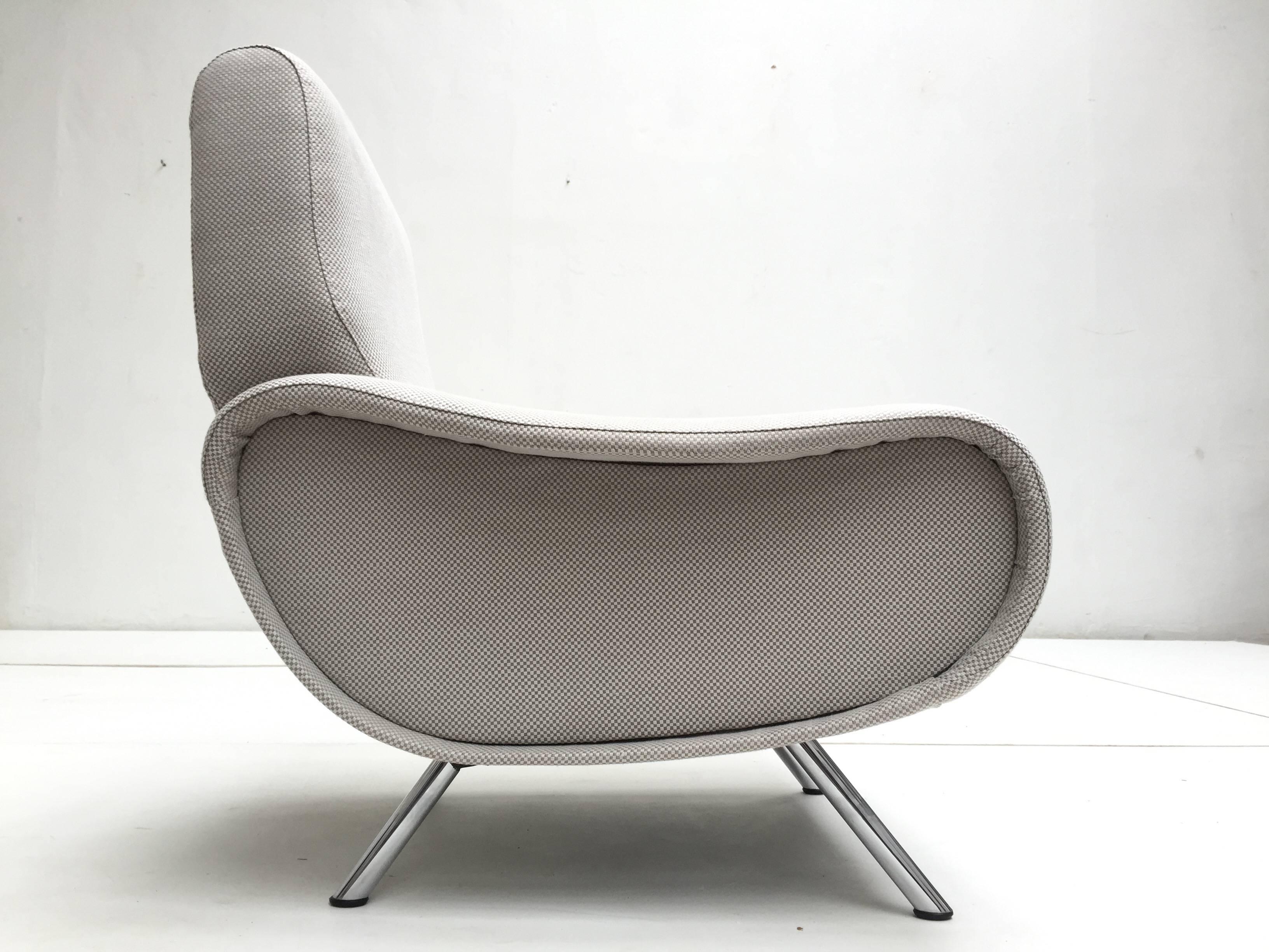Plated Restored Silver Op-Art Lady Chair by Marco Zanuso for Arflex, Italy, 1951