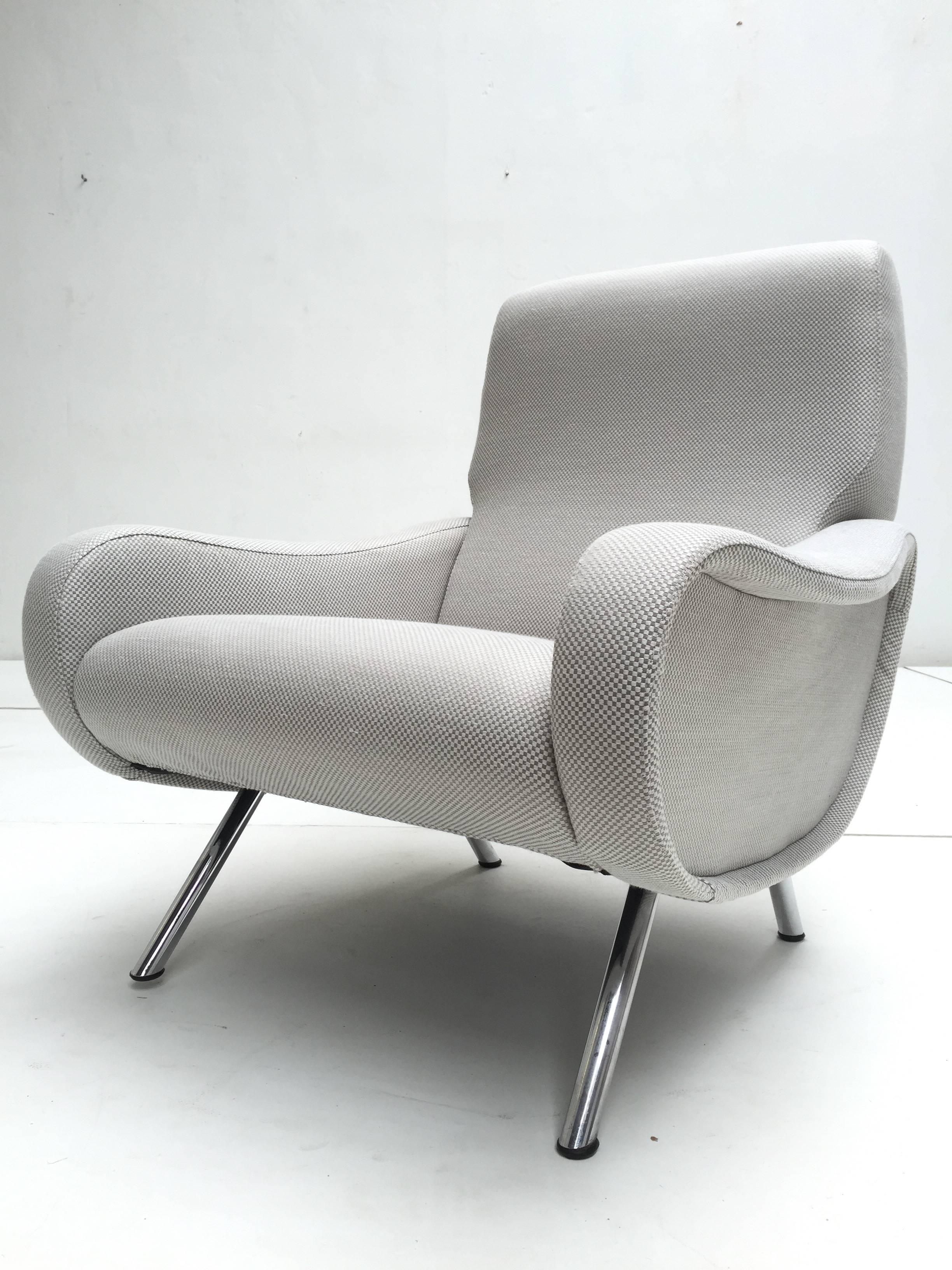 Mid-Century Modern Restored Silver Op-Art Lady Chair by Marco Zanuso for Arflex, Italy, 1951