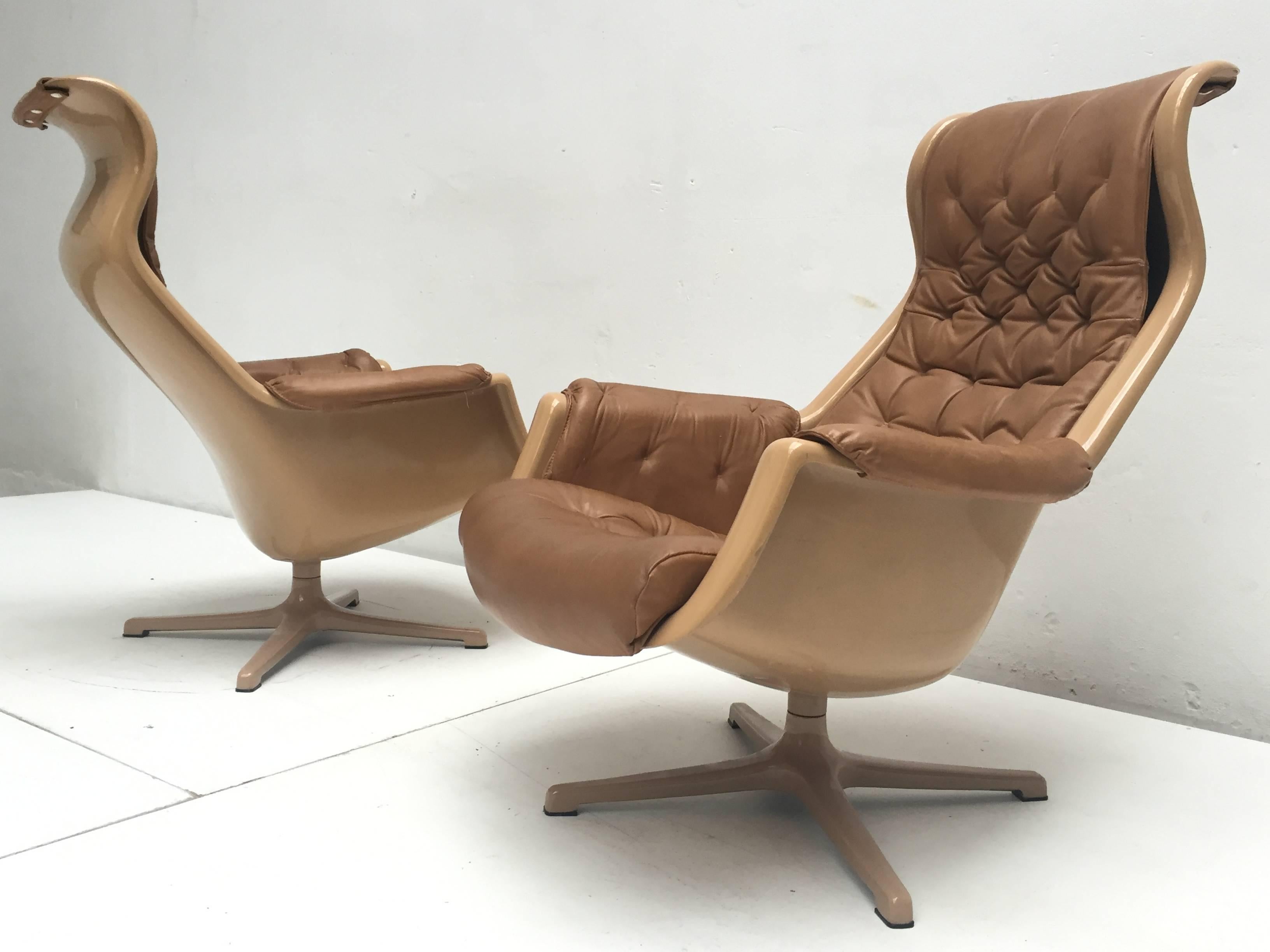 Milieu du XXe siècle Paire de fauteuils Galaxy d'Alf Svensson & Ingvar Sandstrom pour DUX Suède en vente