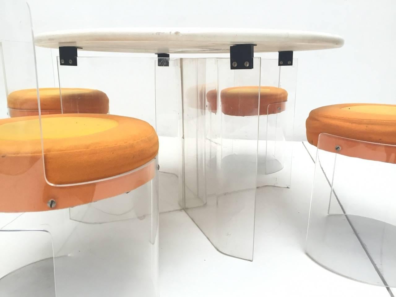Important 1968 Plexiglass Dining Set by Casati & Ponzio for Comfort, Italy, Rare In Good Condition In bergen op zoom, NL
