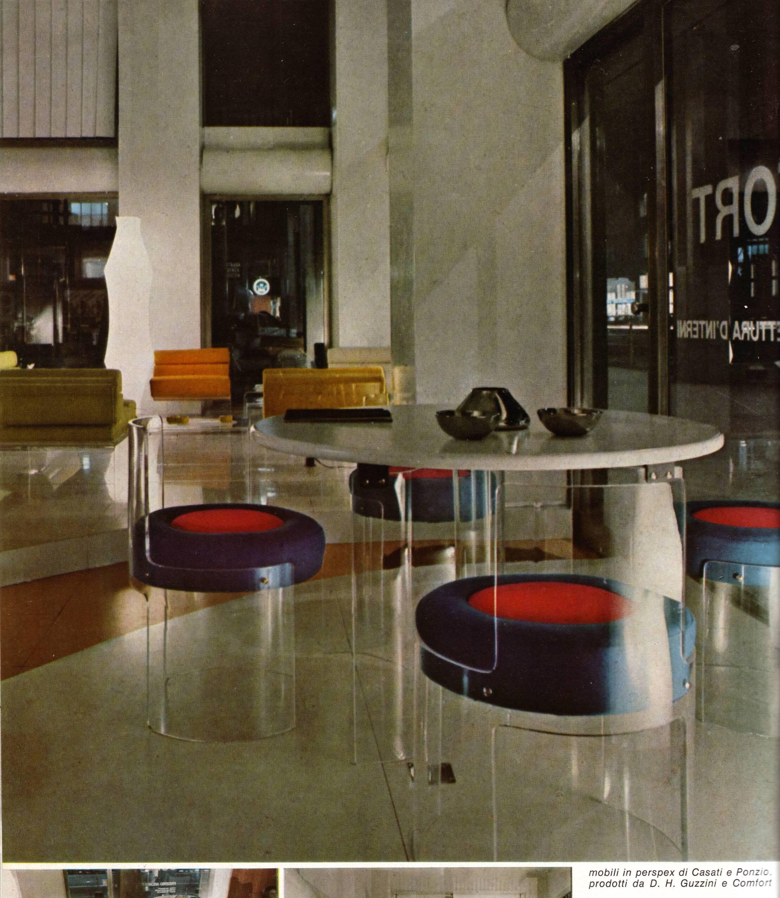 Important 1968 Plexiglass Dining Set by Casati & Ponzio for Comfort, Italy, Rare 3