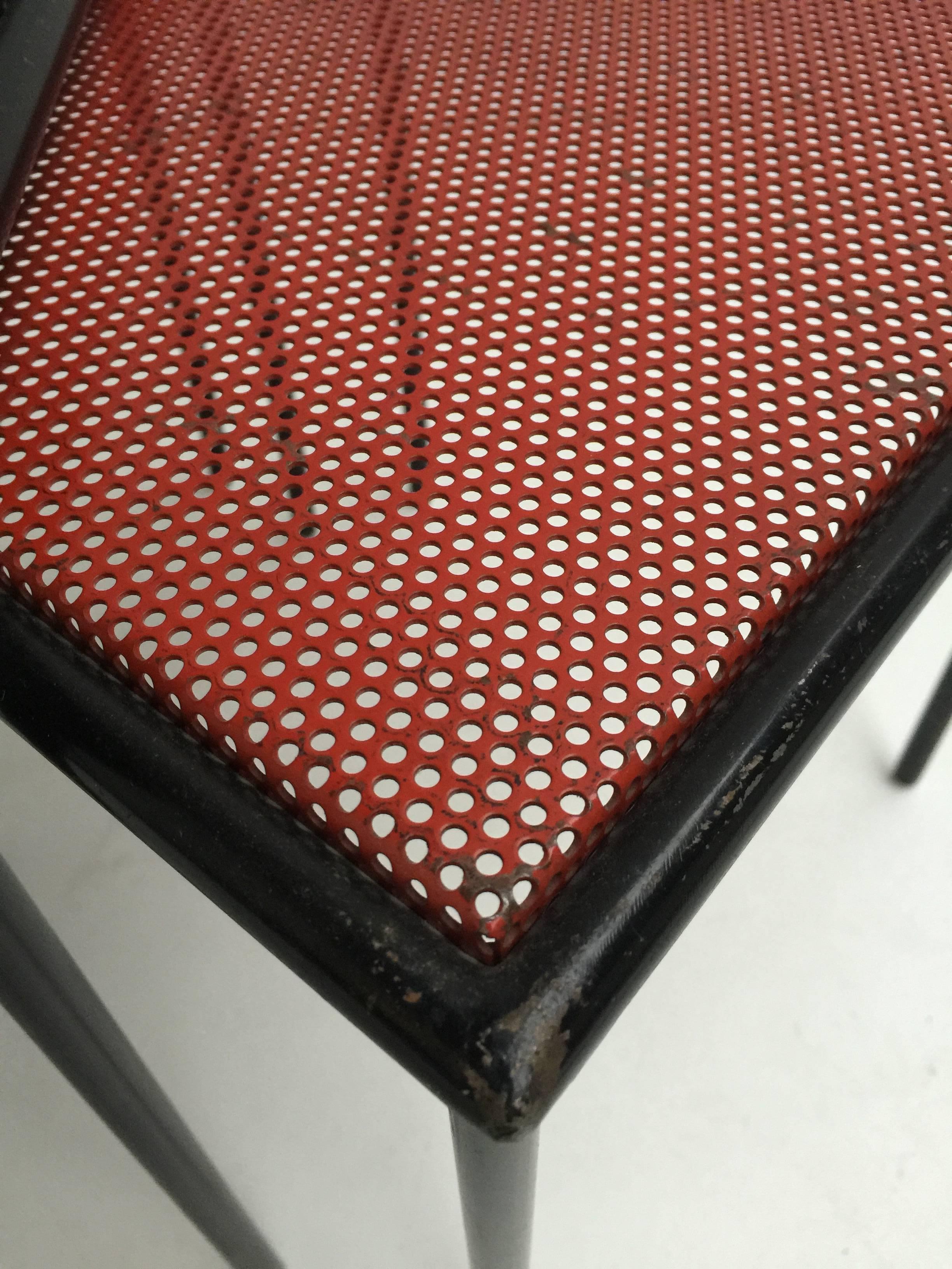 Lacquered 1950s Perforated Metal Mategot Style Dutch Nesting Tables by Floris Fiedeldij