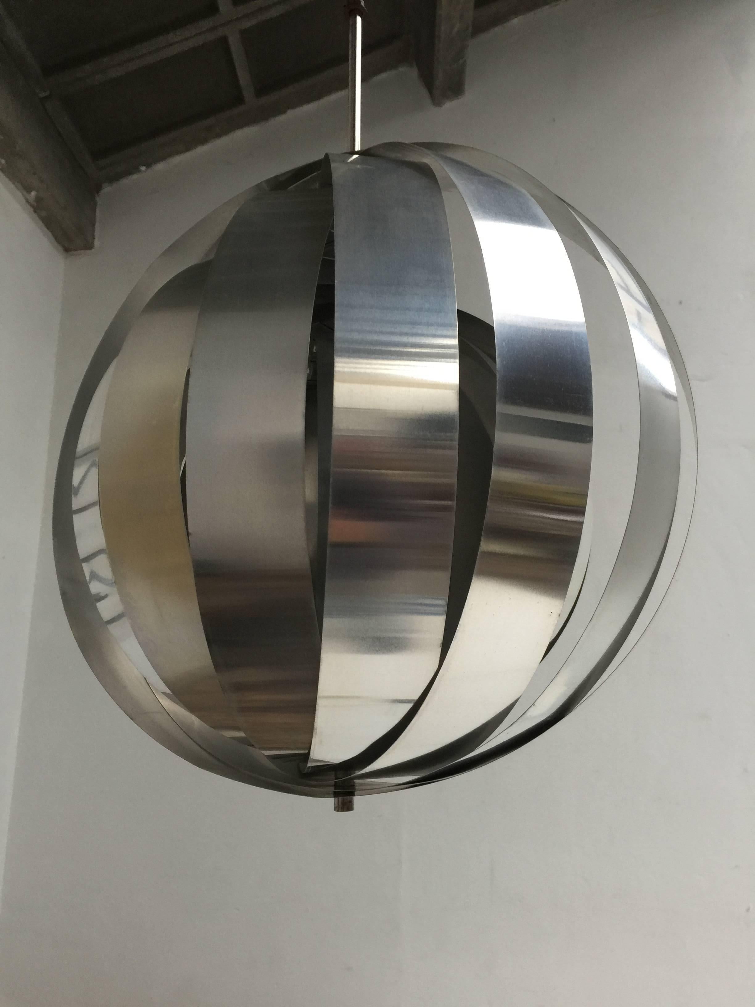 Dutch 1960s Aluminium Panton Inspired Moonlamp Pendant  1