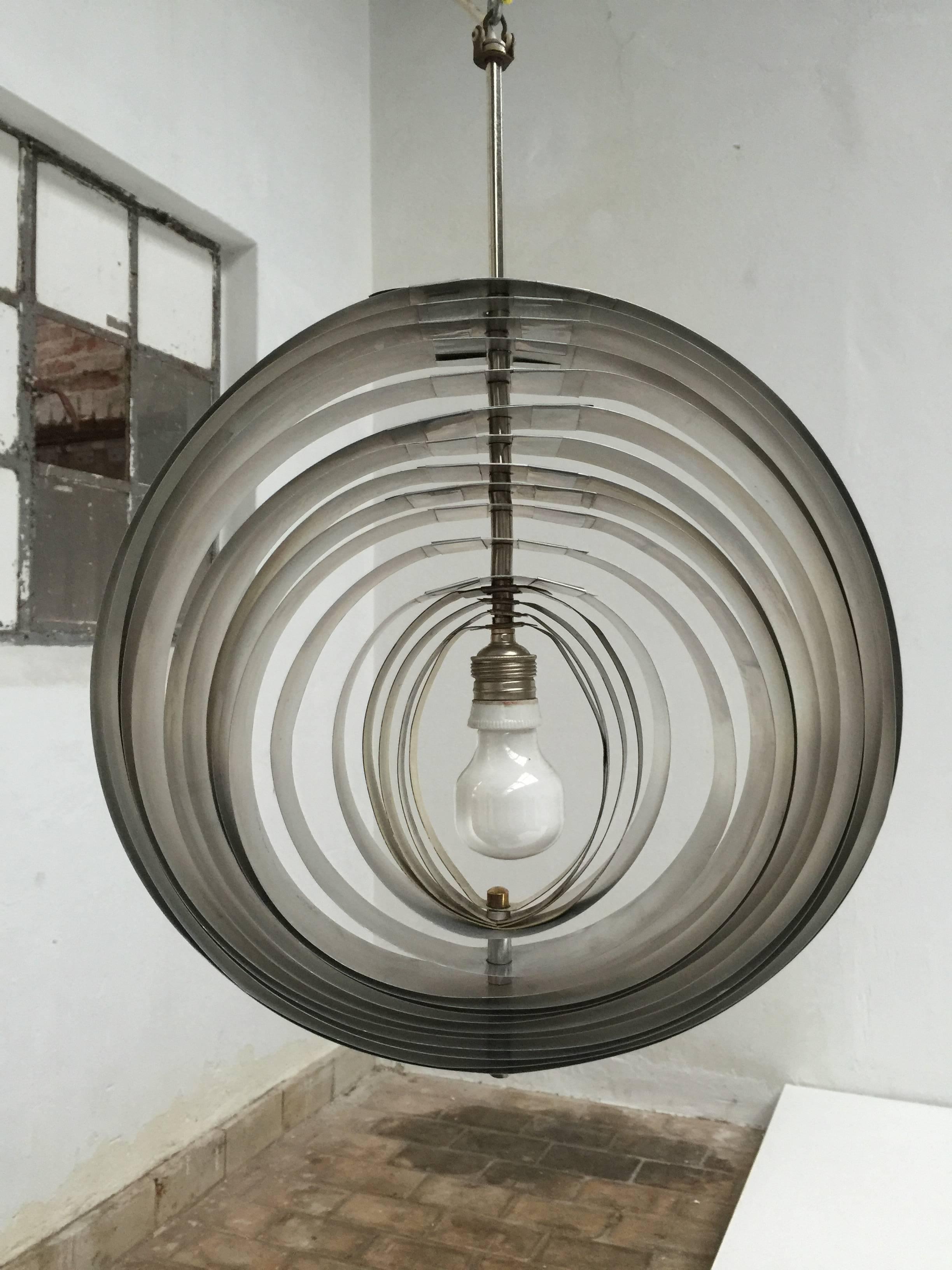 Dutch 1960s Aluminium Panton Inspired Moonlamp Pendant  4