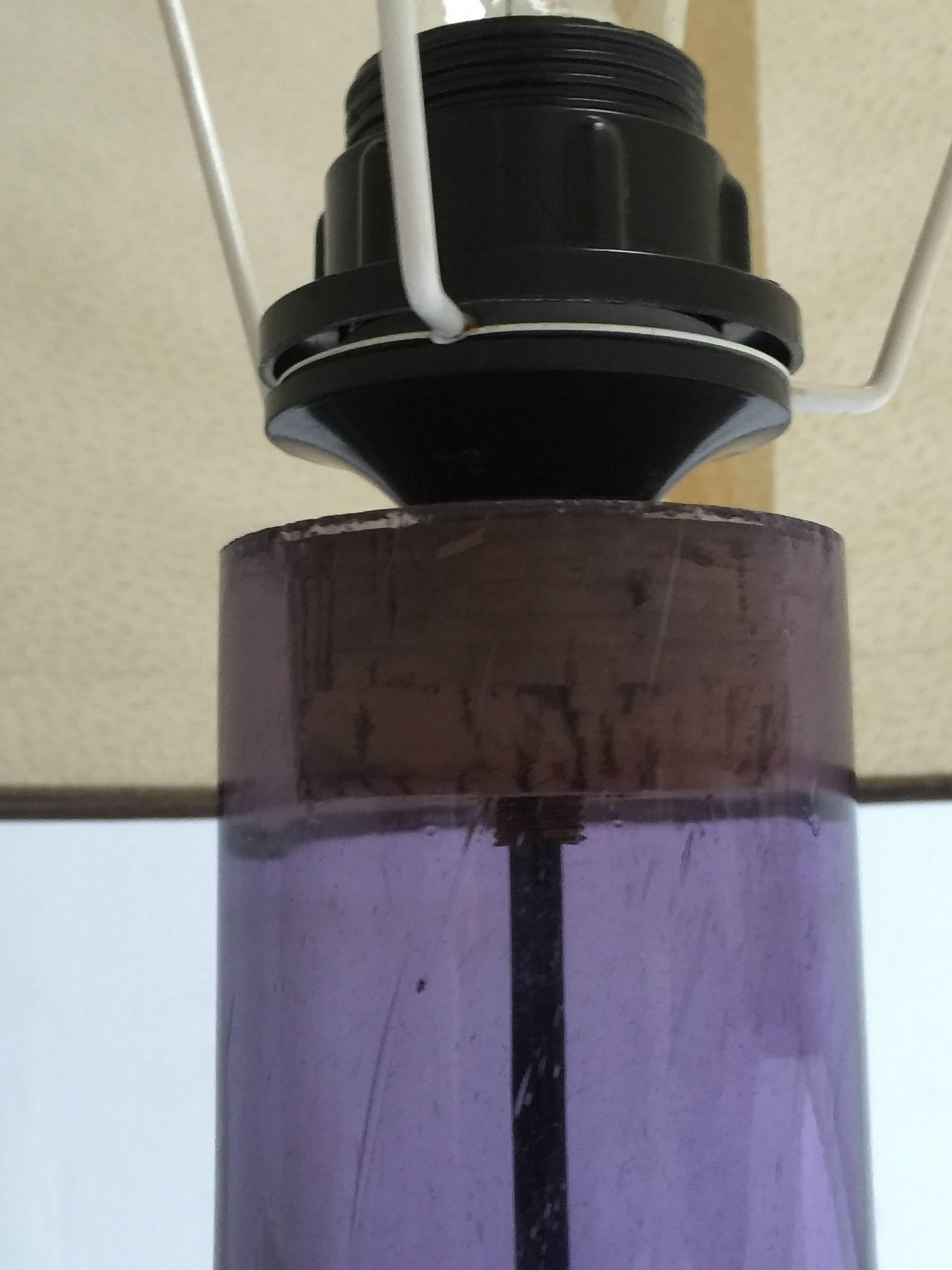 Large 1960s Italian Purple Murano Glass Table or Floor Lamp In Good Condition For Sale In bergen op zoom, NL