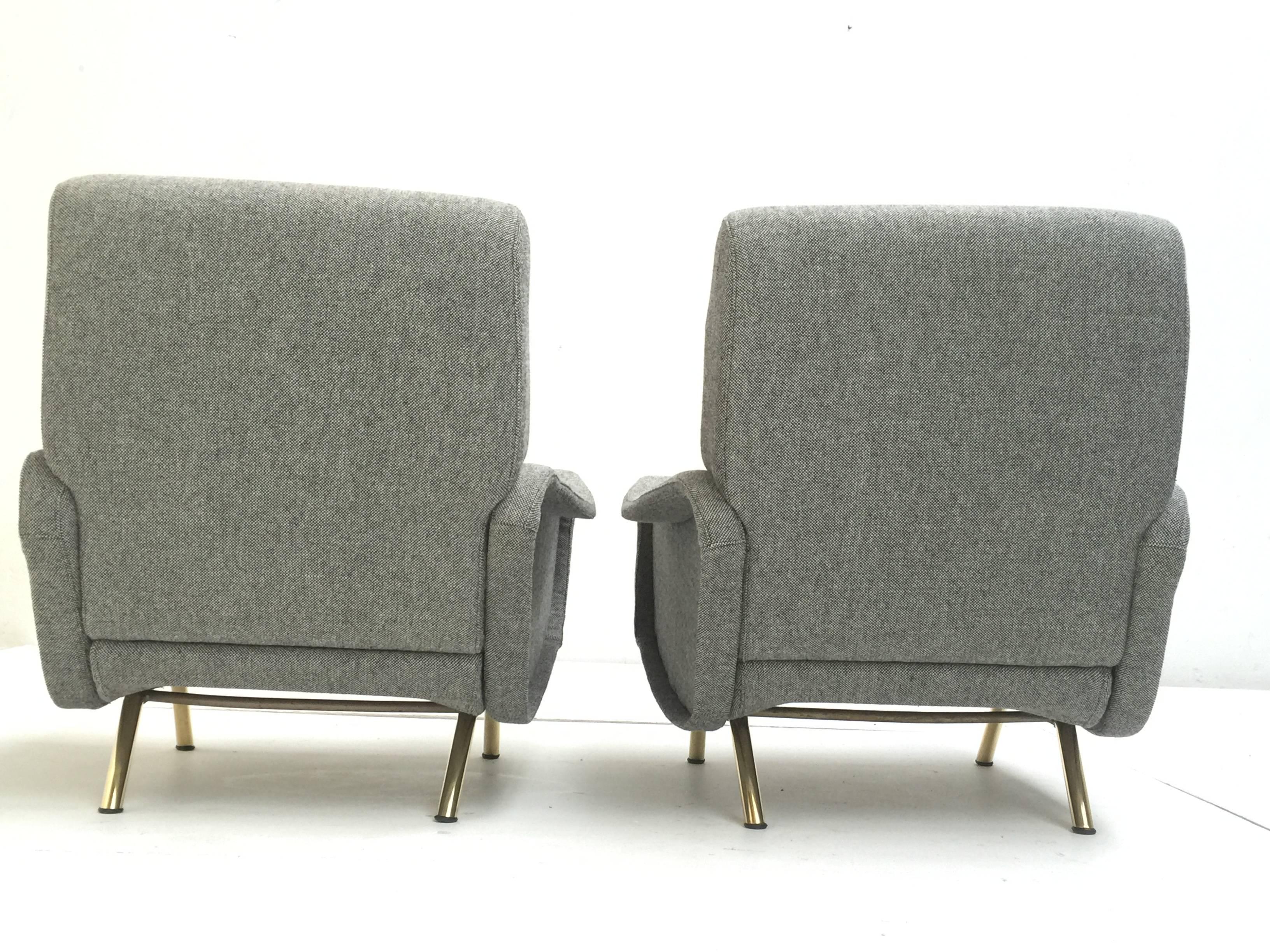 Brass Superb Pair of Fully Restored, Zanuso 'Lady' Chairs, 1951, Arflex