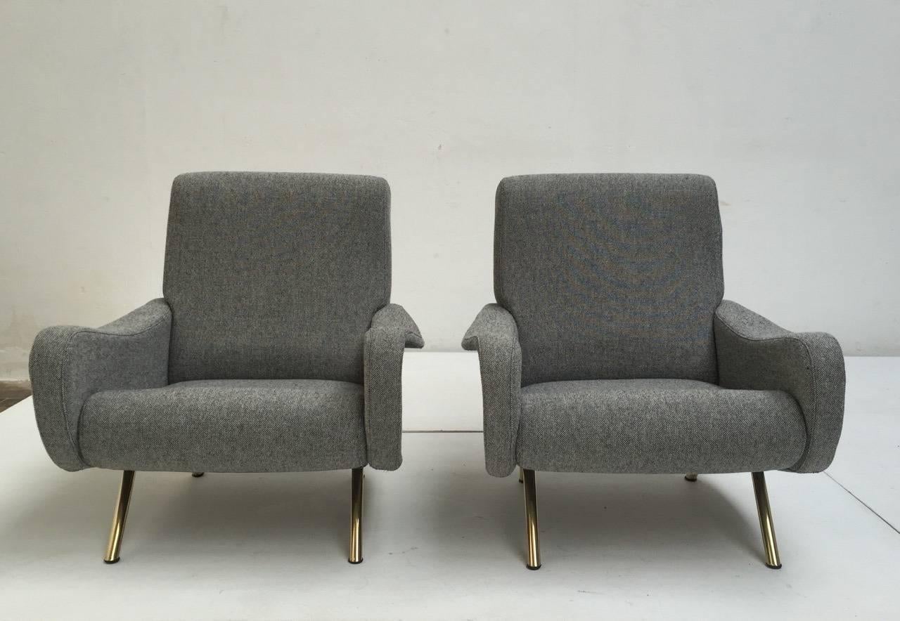 Italian Superb Pair of Fully Restored, Zanuso 'Lady' Chairs, 1951, Arflex