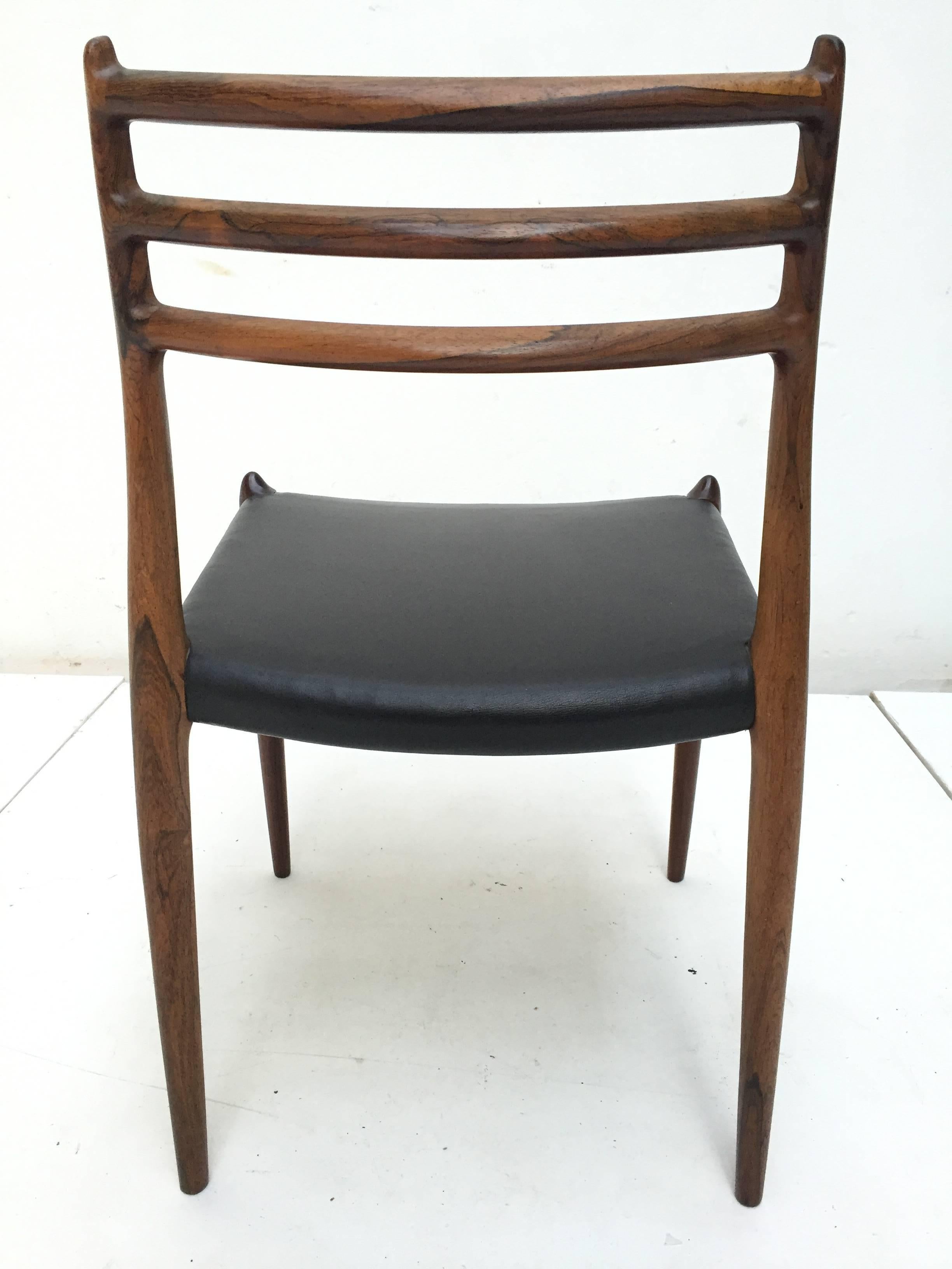 6 Danish Rio Rosewood and Leather No. 78 Dining Chairs by Niels O. Moller, 1962 2