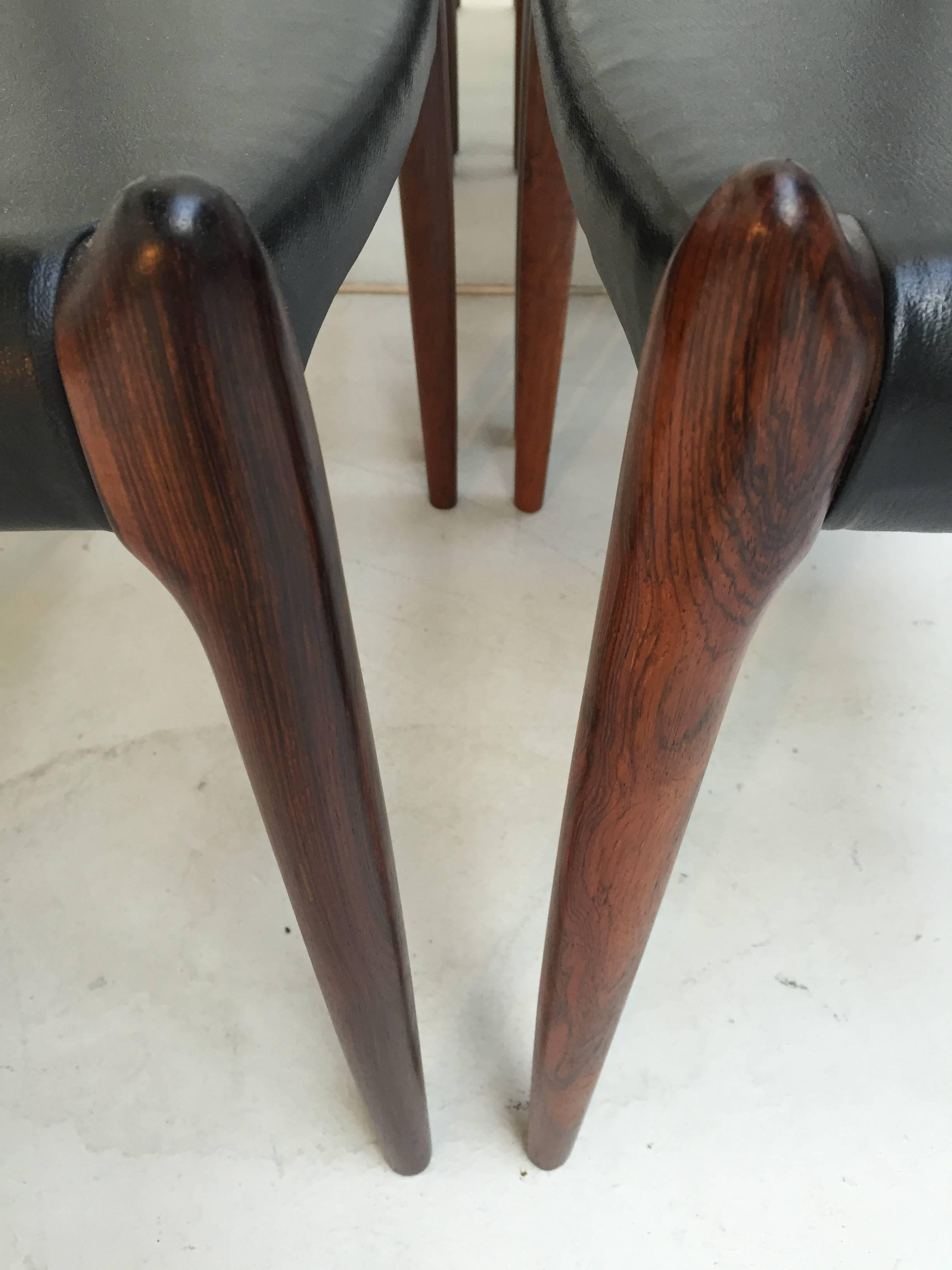 Mid-20th Century 6 Danish Rio Rosewood and Leather No. 78 Dining Chairs by Niels O. Moller, 1962