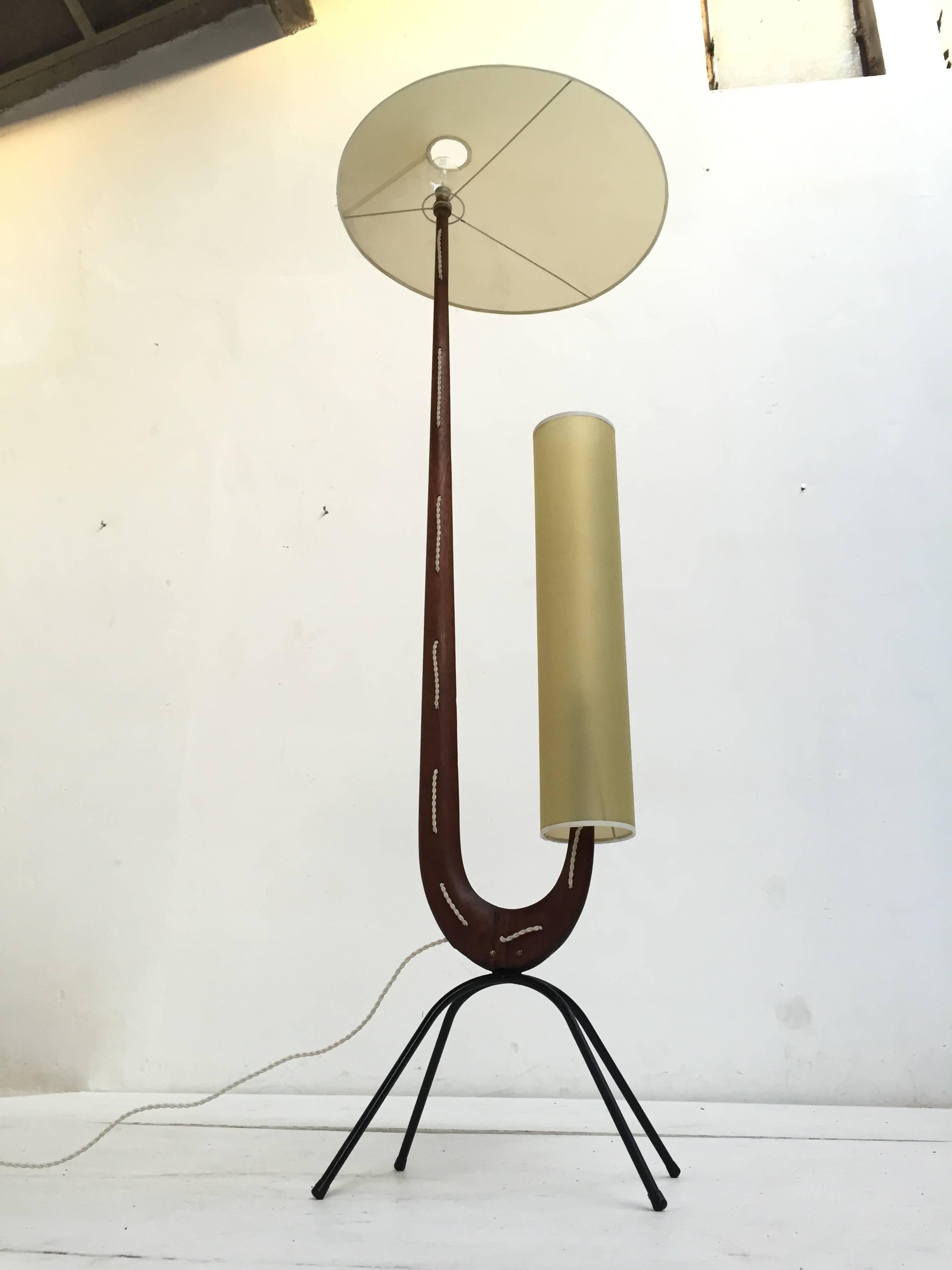 Stunning Sculptural Form Floor Lamp by Rispal, France, 1950, Published 1