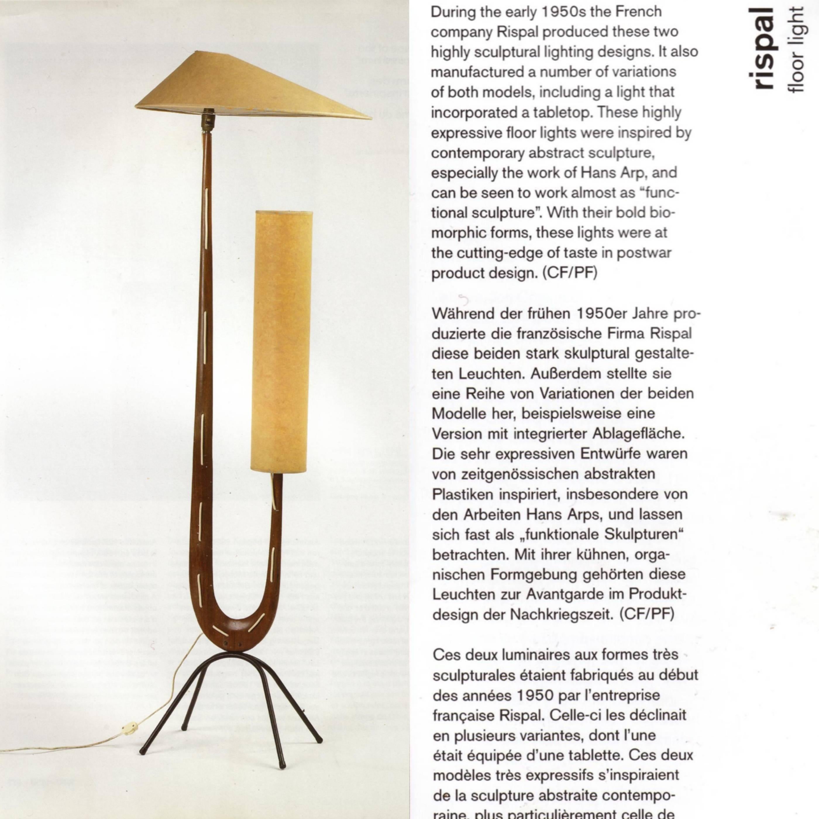 Superbe lampadaire de forme sculpturale par Rispal, France, 1950, publié 2