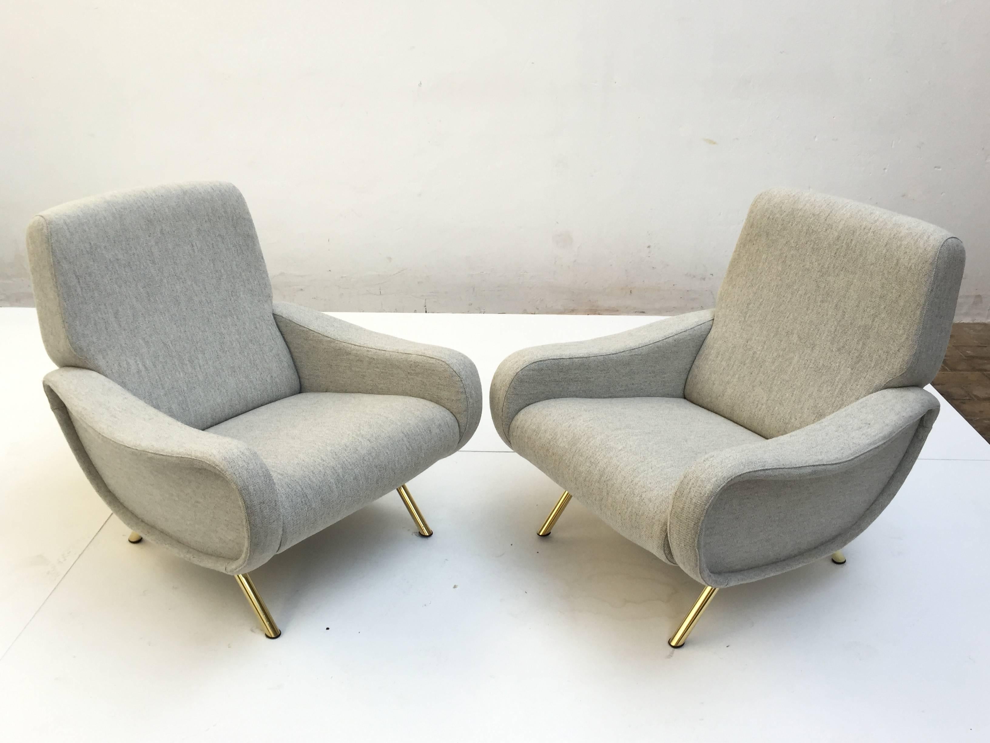 Mid-Century Modern Superb Pair of Restored, Zanuso 'Lady' Chairs, 1951, Arflex, Original Labels