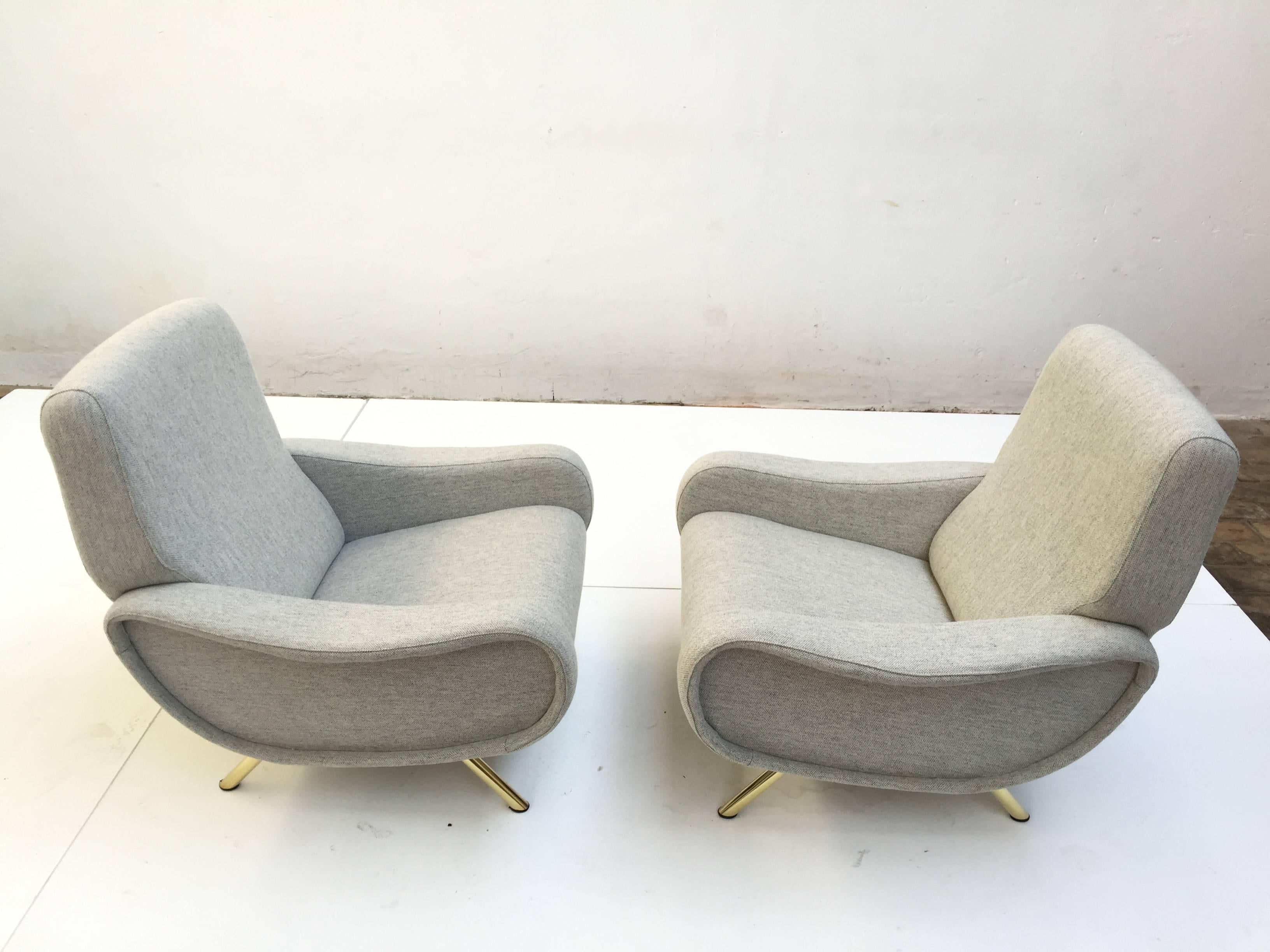 Italian Superb Pair of Restored, Zanuso 'Lady' Chairs, 1951, Arflex, Original Labels