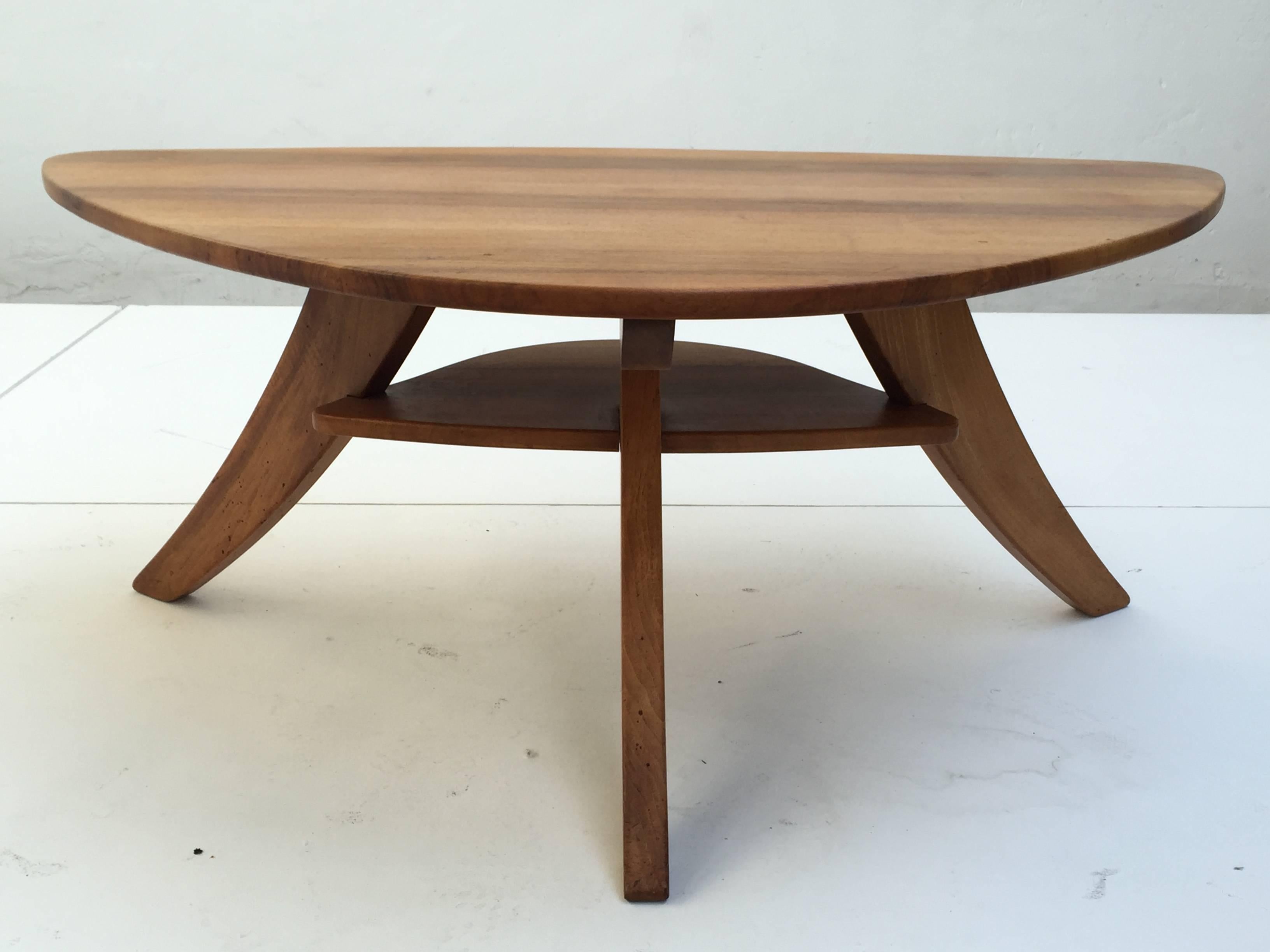 Dutch 1950s Solid Walnut Vladimir Kagan Style Organic Coffee Table