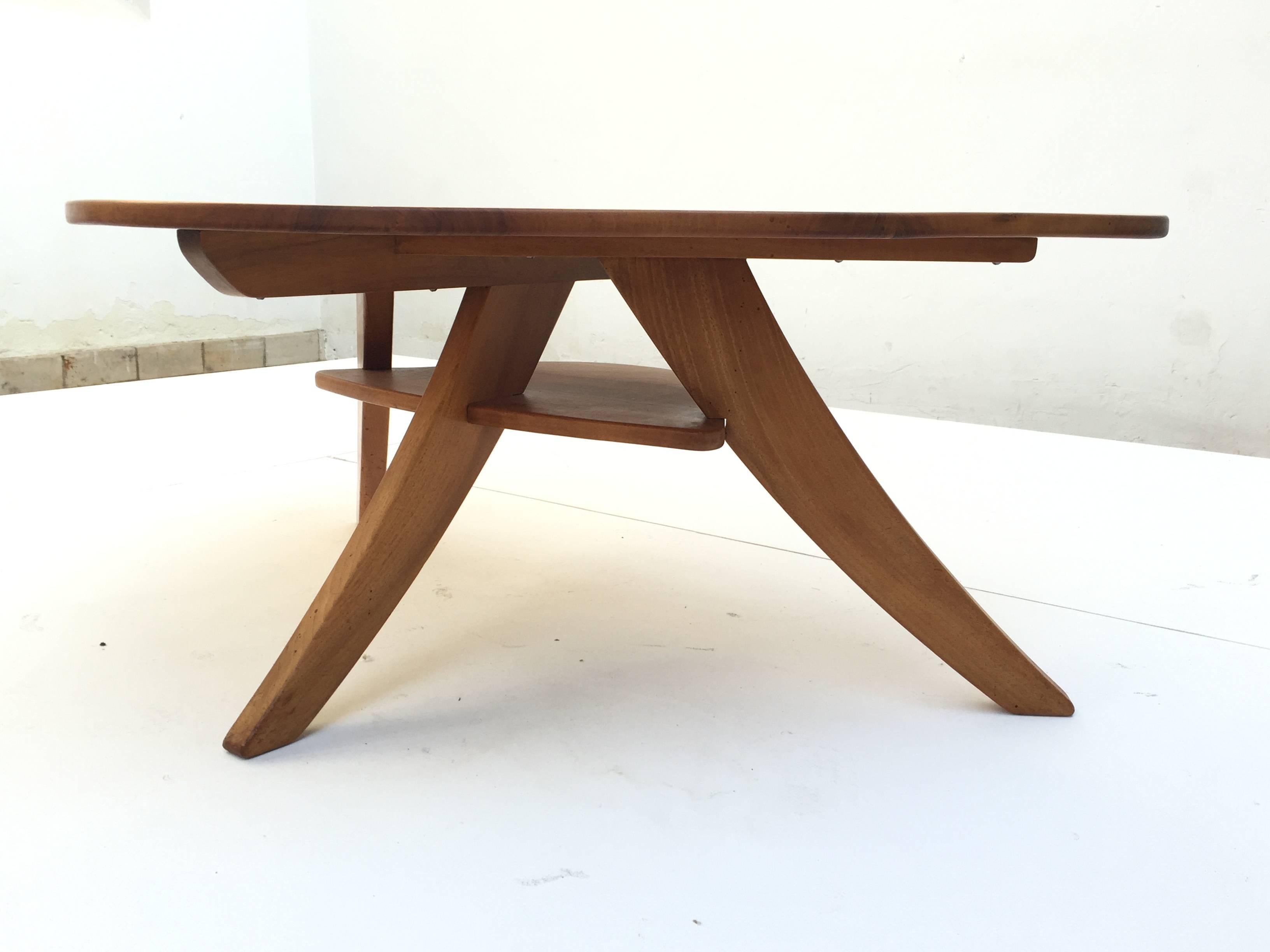Mid-Century Modern 1950s Solid Walnut Vladimir Kagan Style Organic Coffee Table