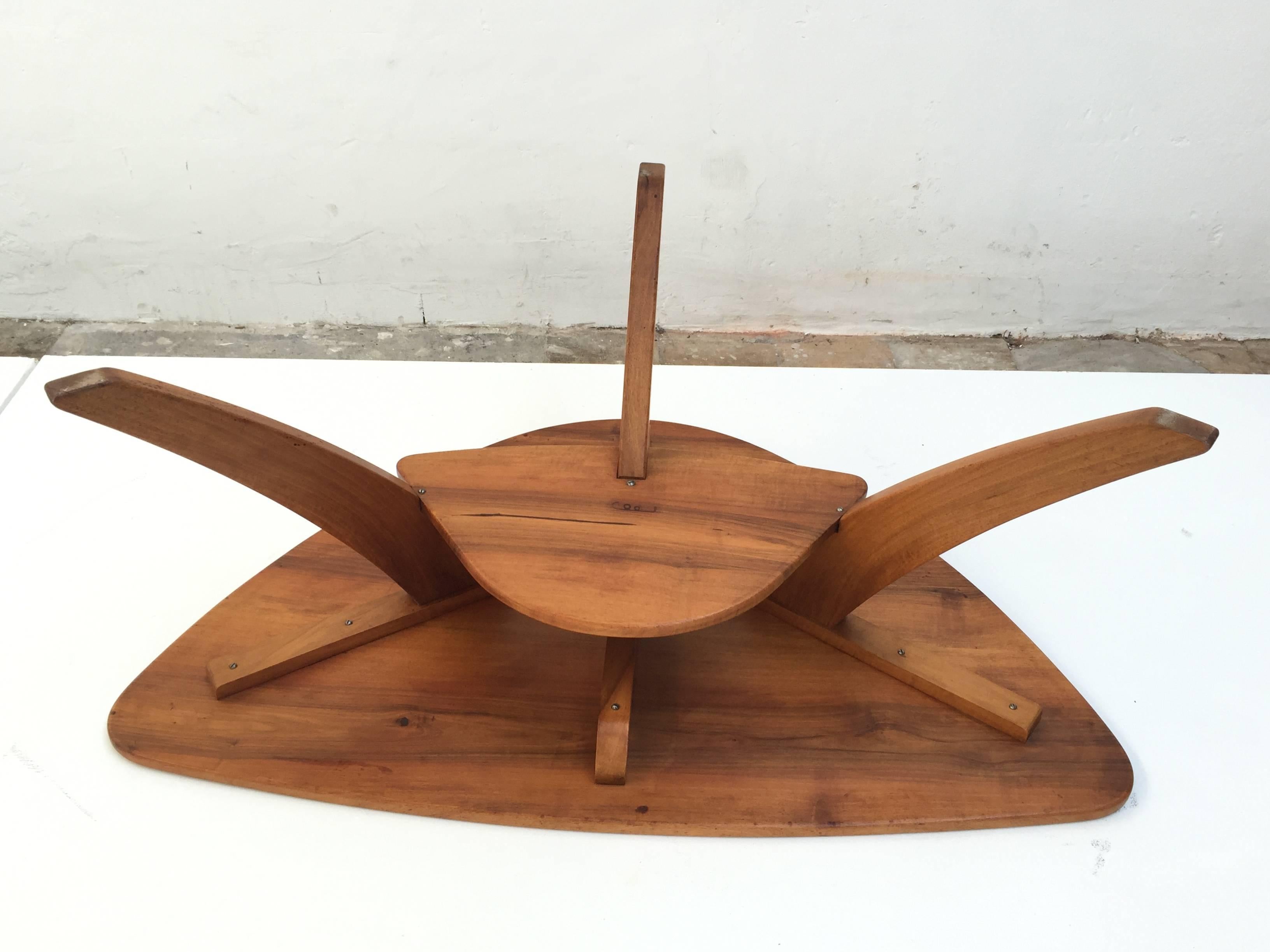 Mid-20th Century 1950s Solid Walnut Vladimir Kagan Style Organic Coffee Table