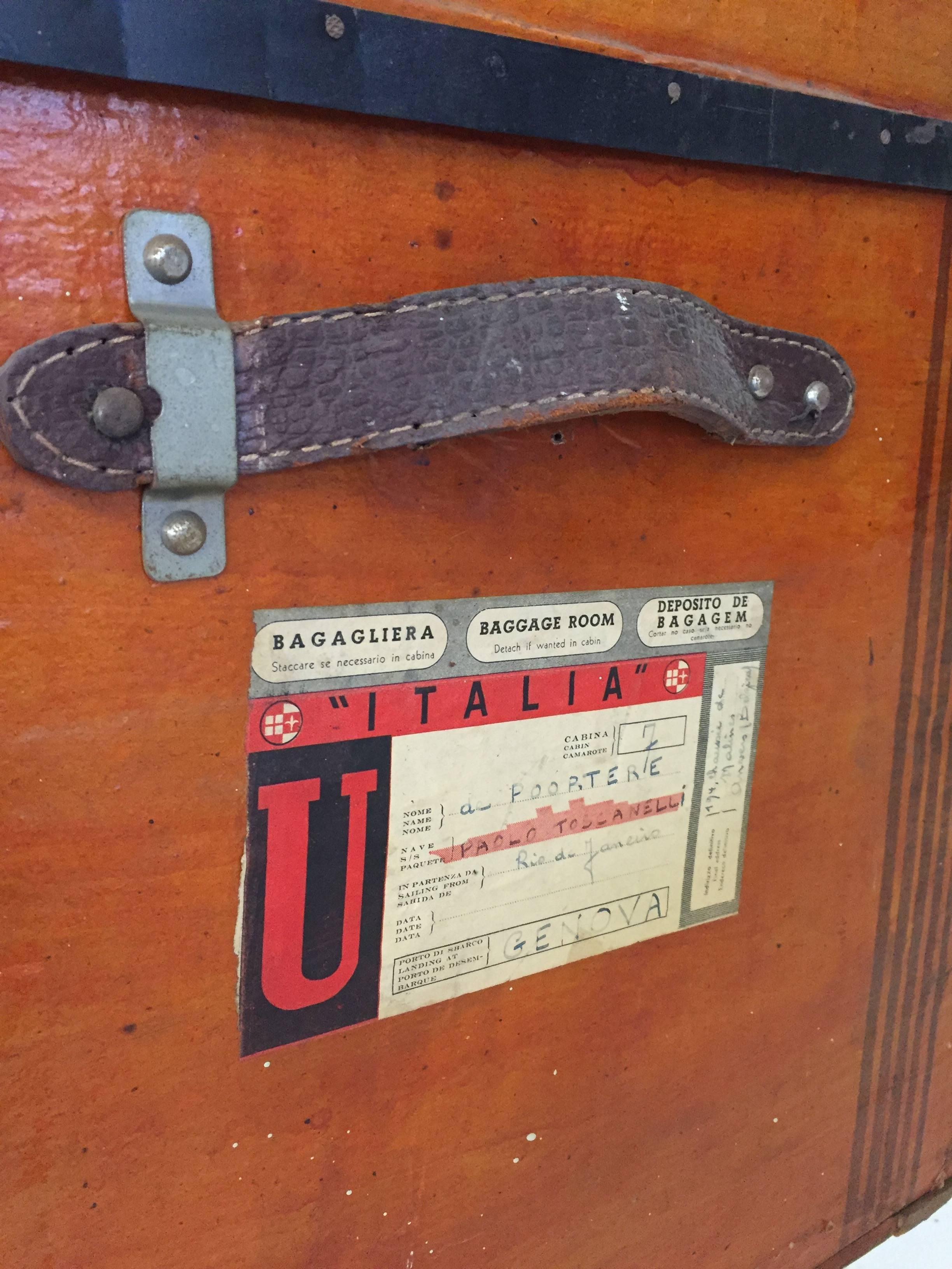 20th Century Collection of Three Trans-Atlantic Ocean Liner Travel Trunks