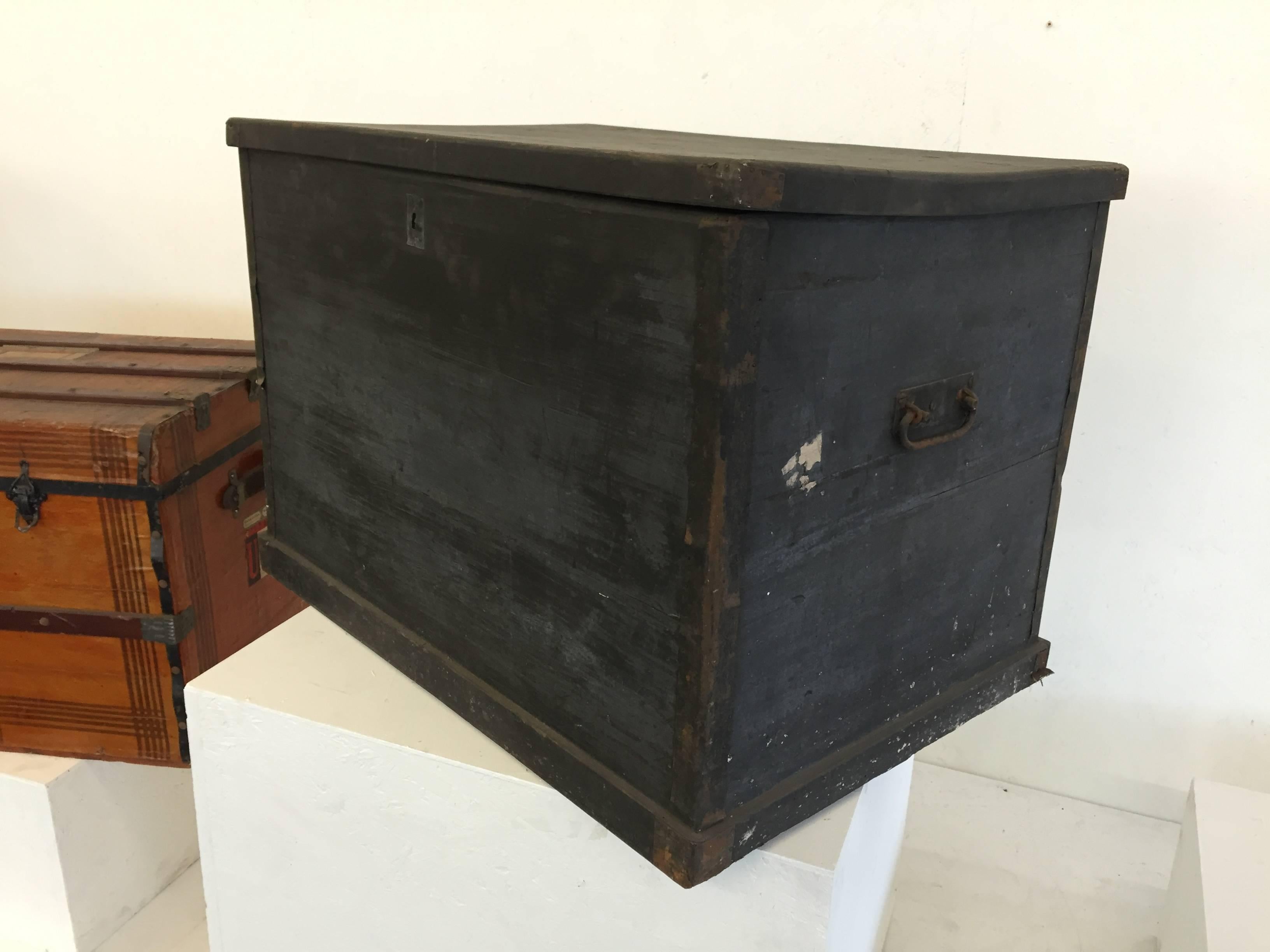 A great collection of three highly decorative Classic travel trunks image 2: Wooden trunk with a Classic blue interior wallpaper image 3: Wood with Canvas finished trunk image 4: Brazilian made 