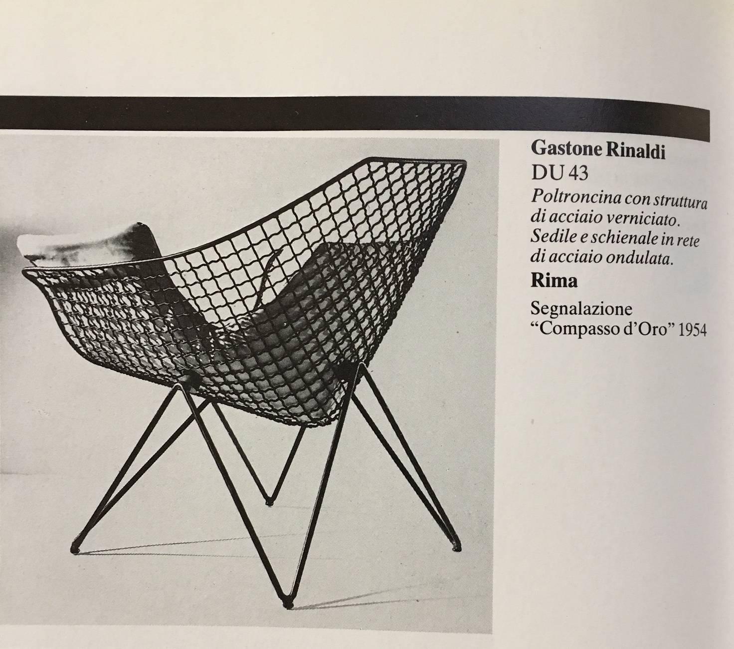 Steel Rare & Beautiful  Sculptural  'DU43'  Lounge Chair by Gastone Rinaldi, RIMA, 1953