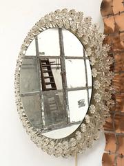 Round Illuminated Rupert Nikoll Lucite Flower Mirror, Vienna, Austria