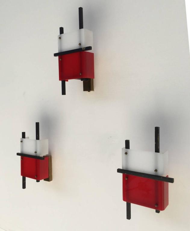 Mid-Century Modern Triptych of Jewel like Appliques attr. to Angelo Lelli in Suprematist Art Style For Sale