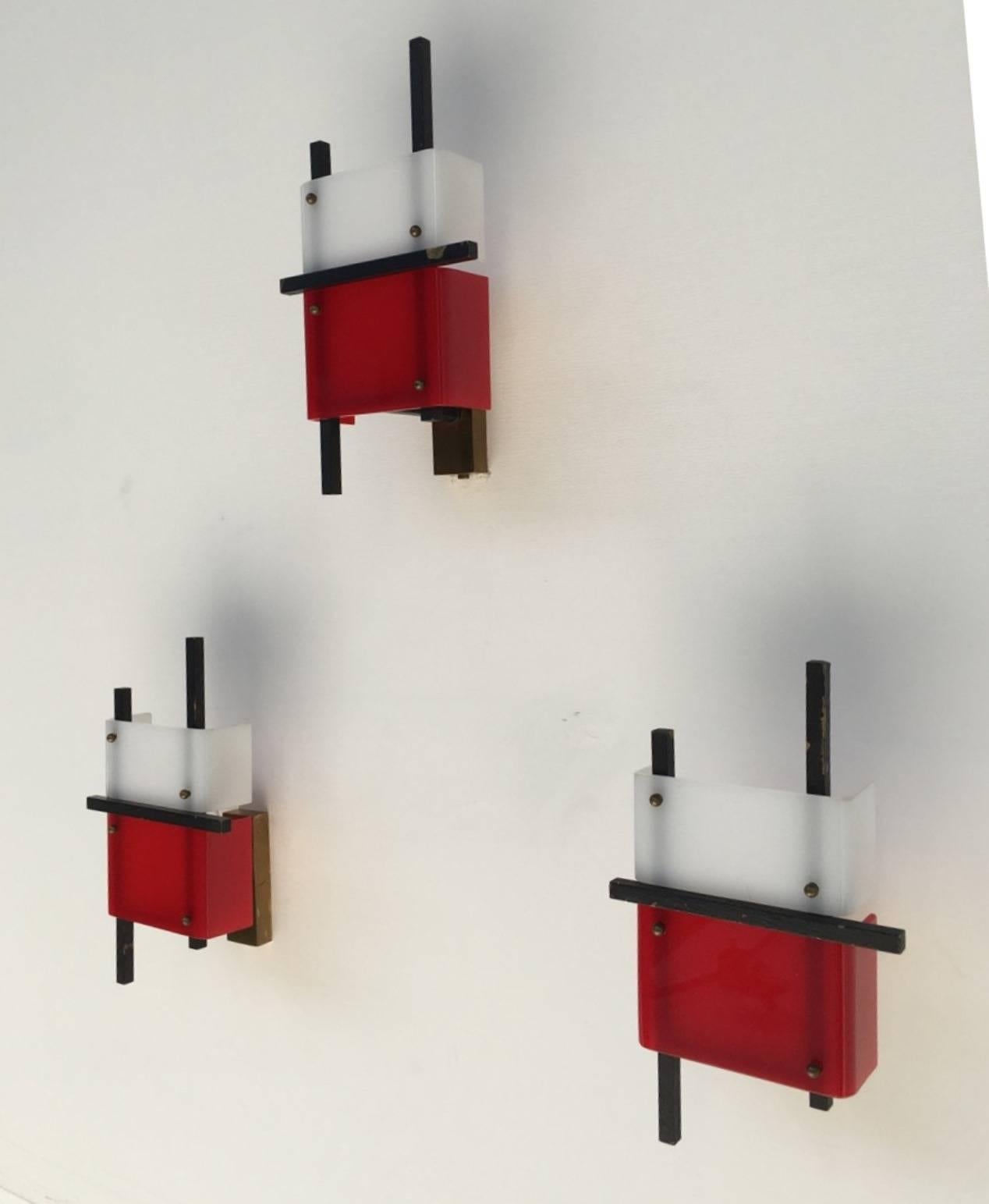 Mid-Century moderno Trittico di applicazioni gioiello attribuite ad Angelo Lelli in stile Suprematista in vendita