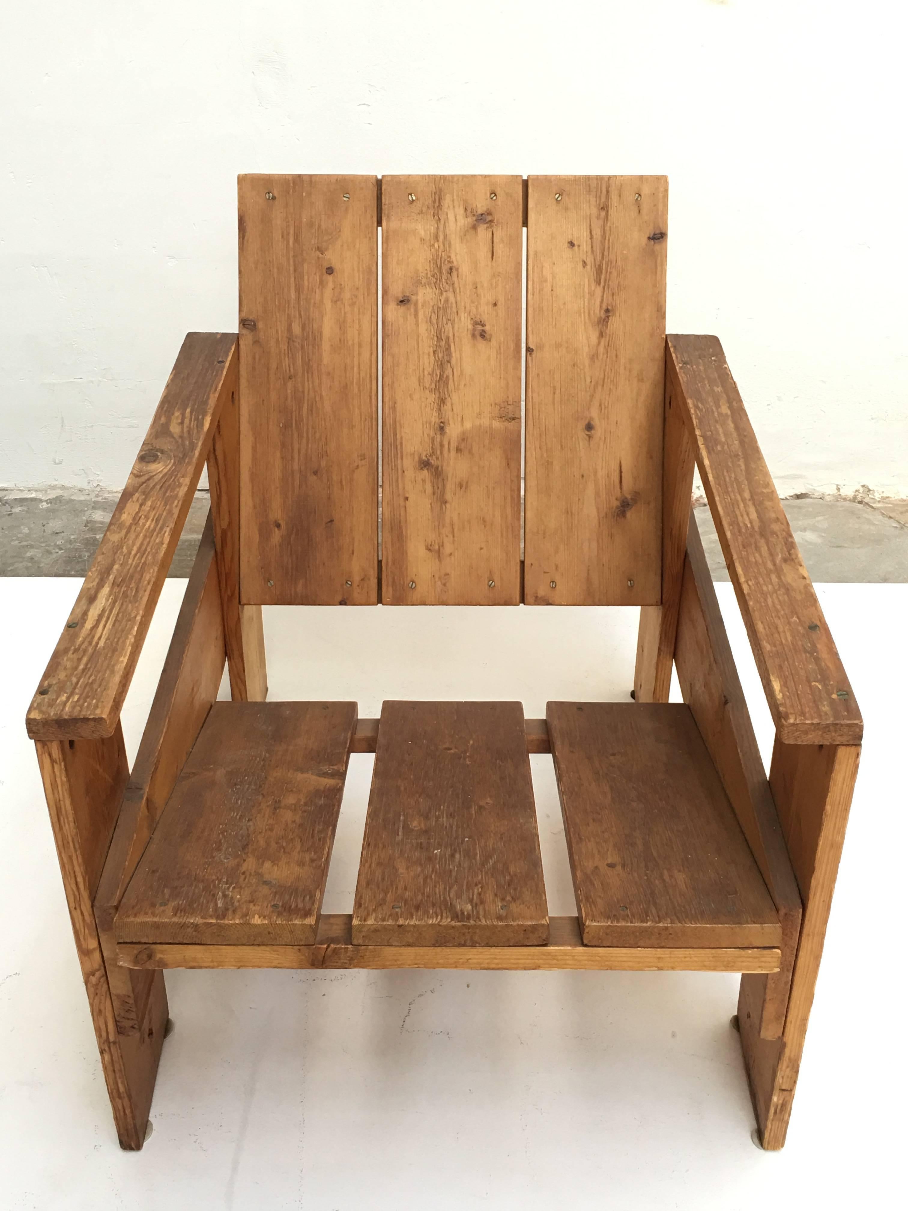 Dutch 1950s Gerrit Rietveld Crate Chair by Unknown Manufacturer