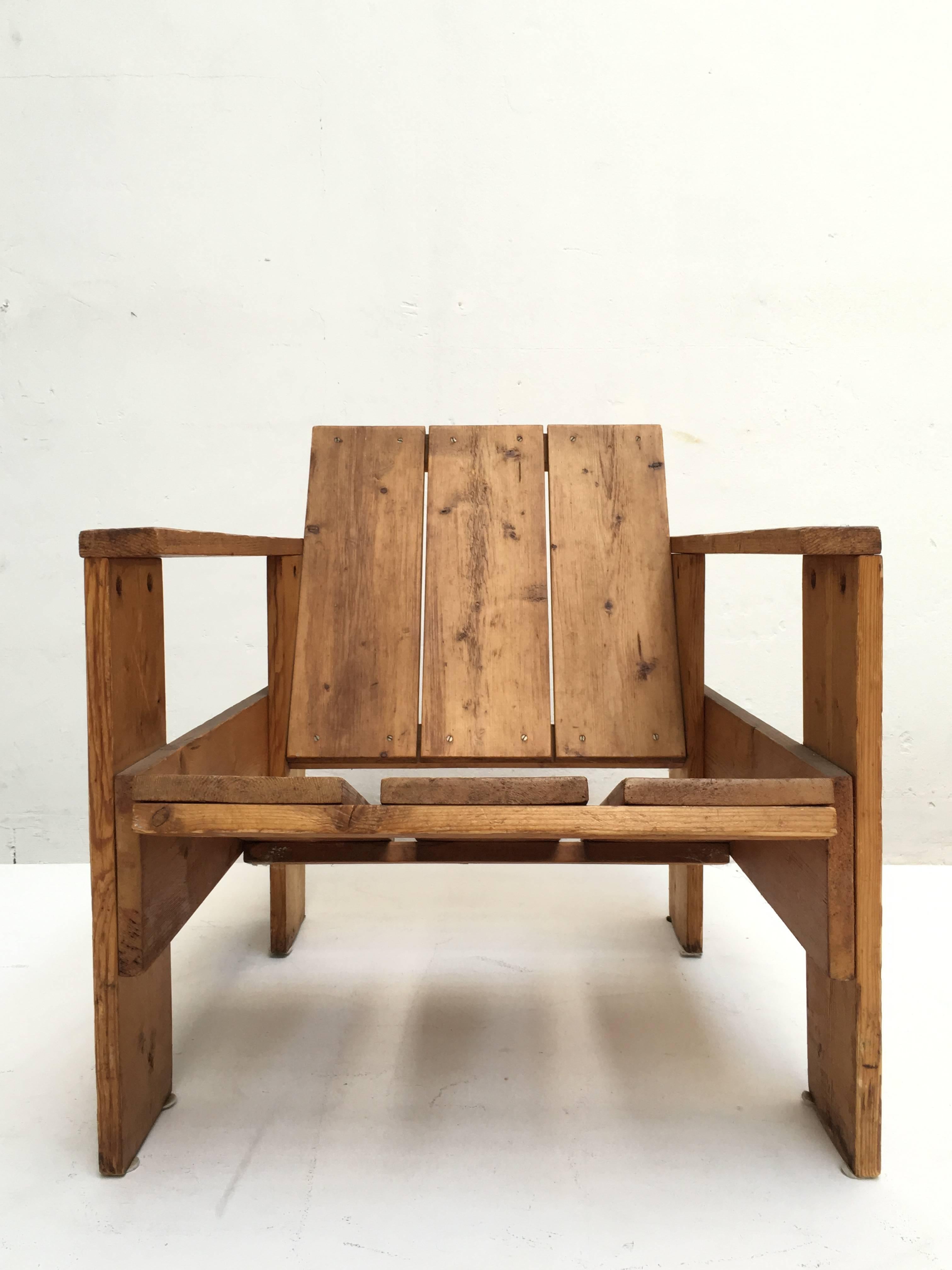 Mid-20th Century 1950s Gerrit Rietveld Crate Chair by Unknown Manufacturer