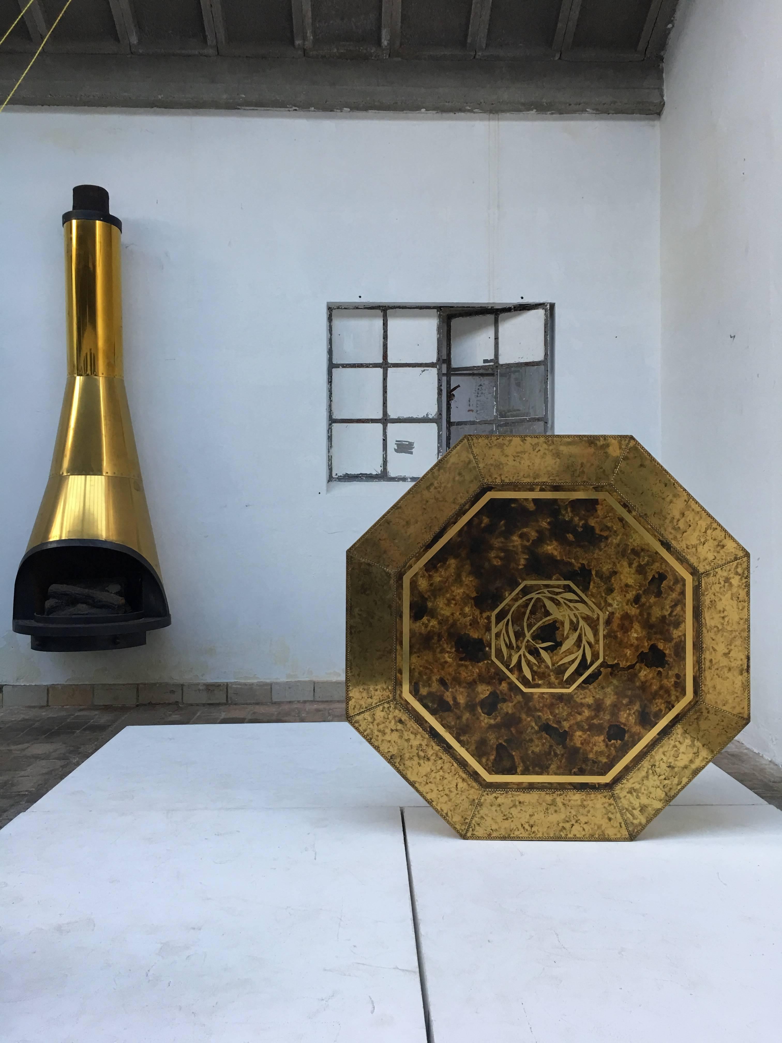 Stunning 1970s 'Mastercraft', Acid Etched Brass Table by Sculptor Bernhard Rohne For Sale 4