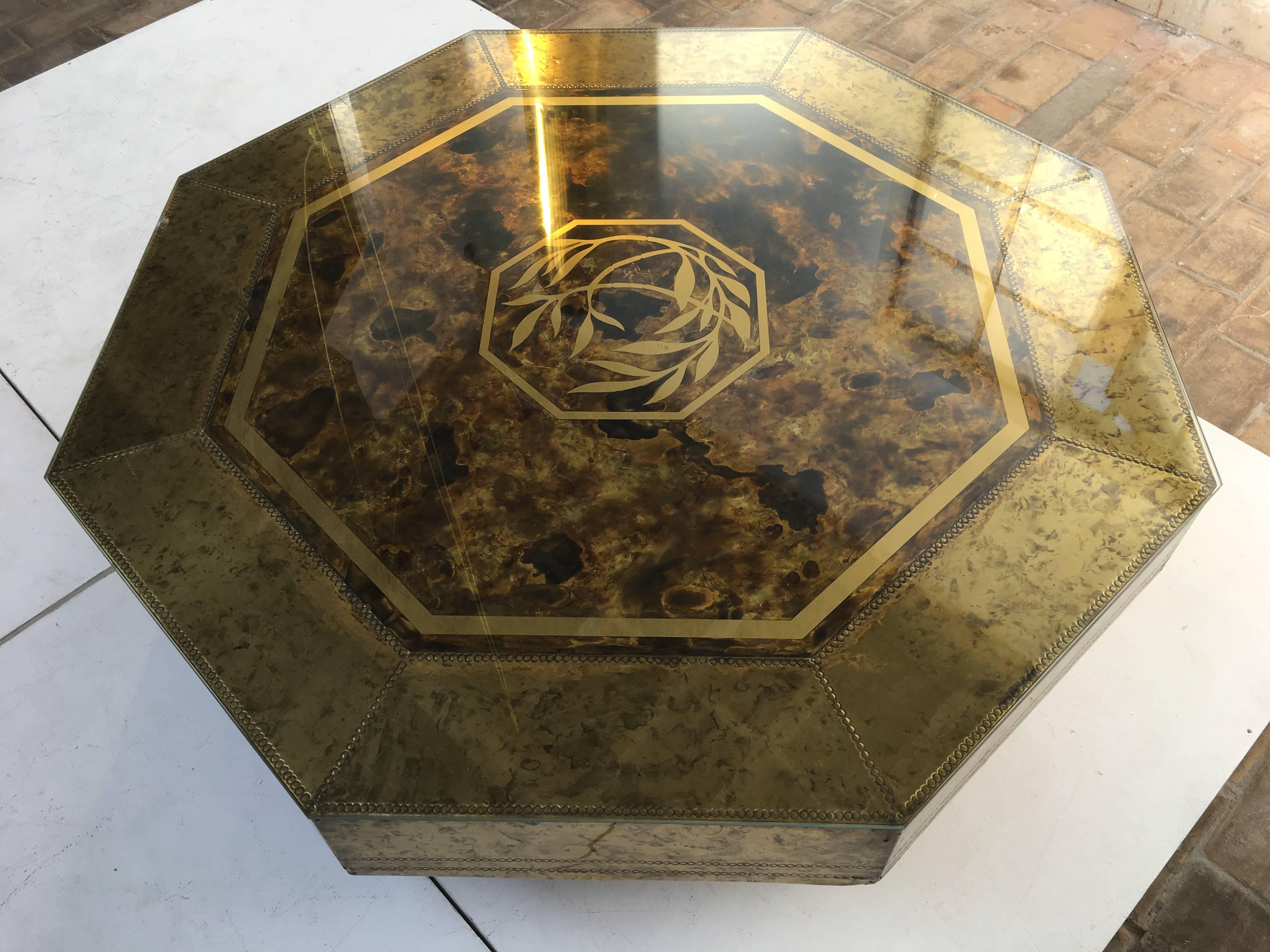 Stunning 1970s 'Mastercraft', Acid Etched Brass Table by Sculptor Bernhard Rohne In Good Condition For Sale In bergen op zoom, NL