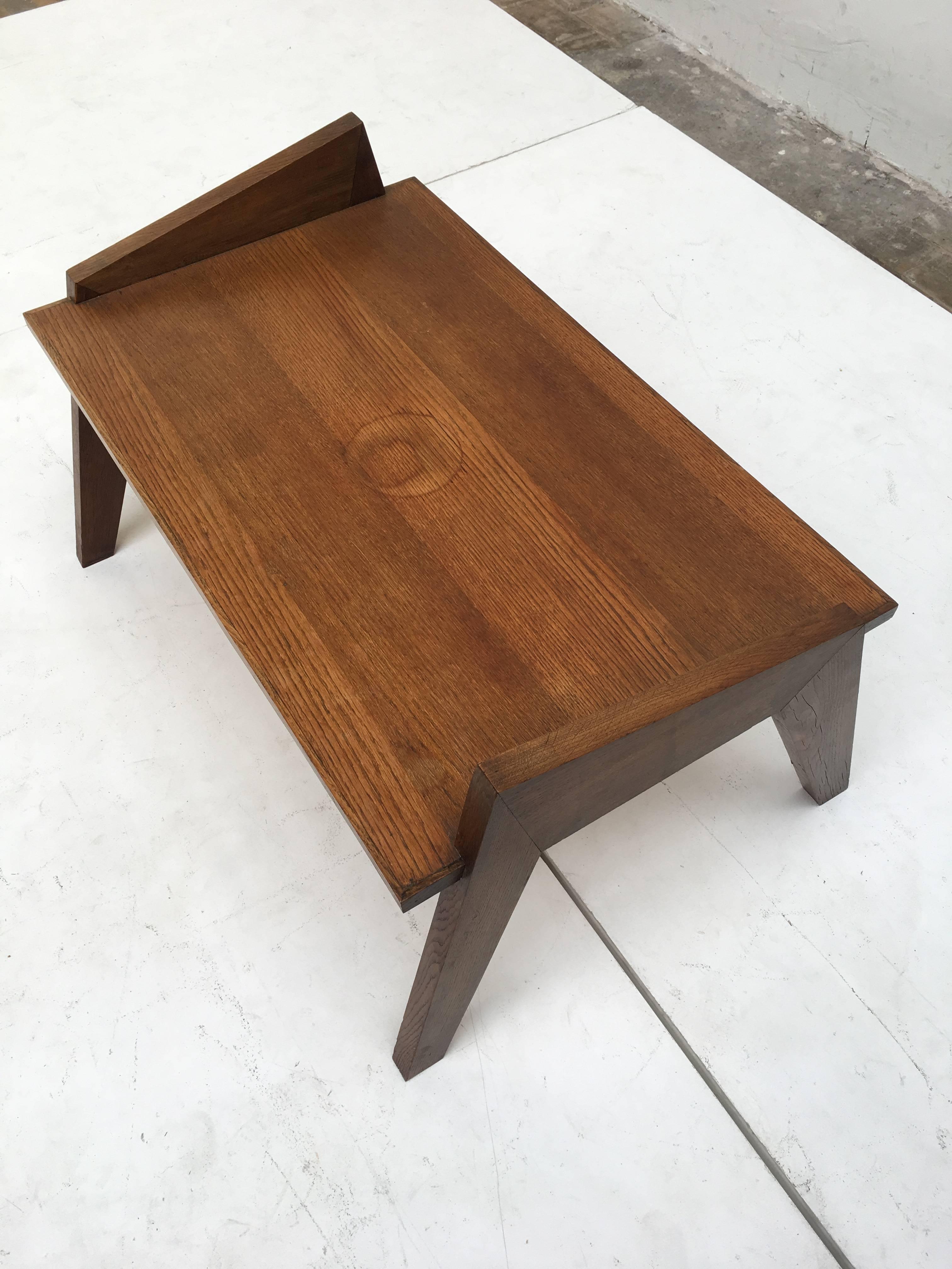 Oak French 1950s Modernist Coffee Table Style Gustave Gautier or René Gabriel 2